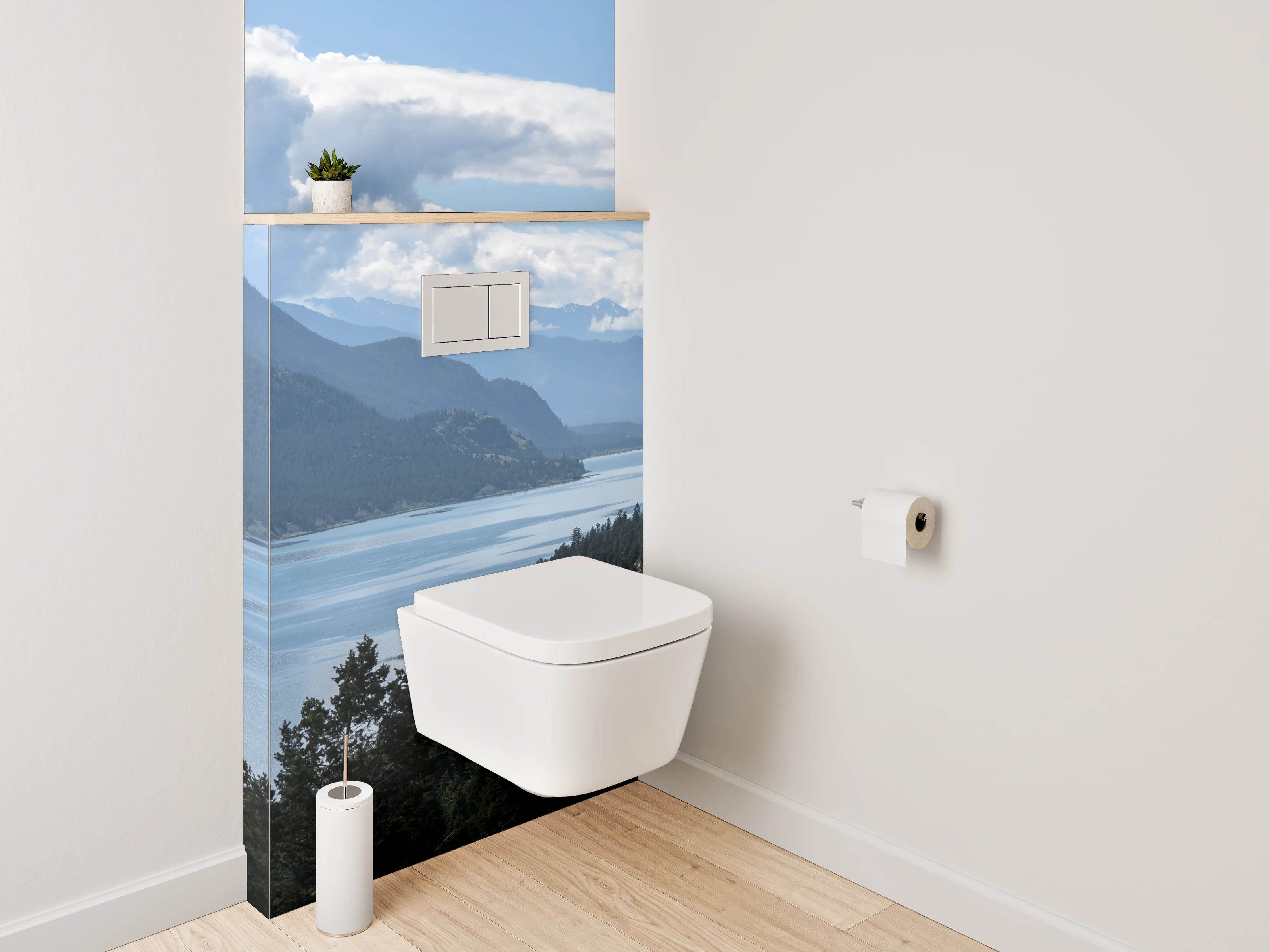 WC-Rückwand - Panorama See Berge Wald – Natur-Idylle