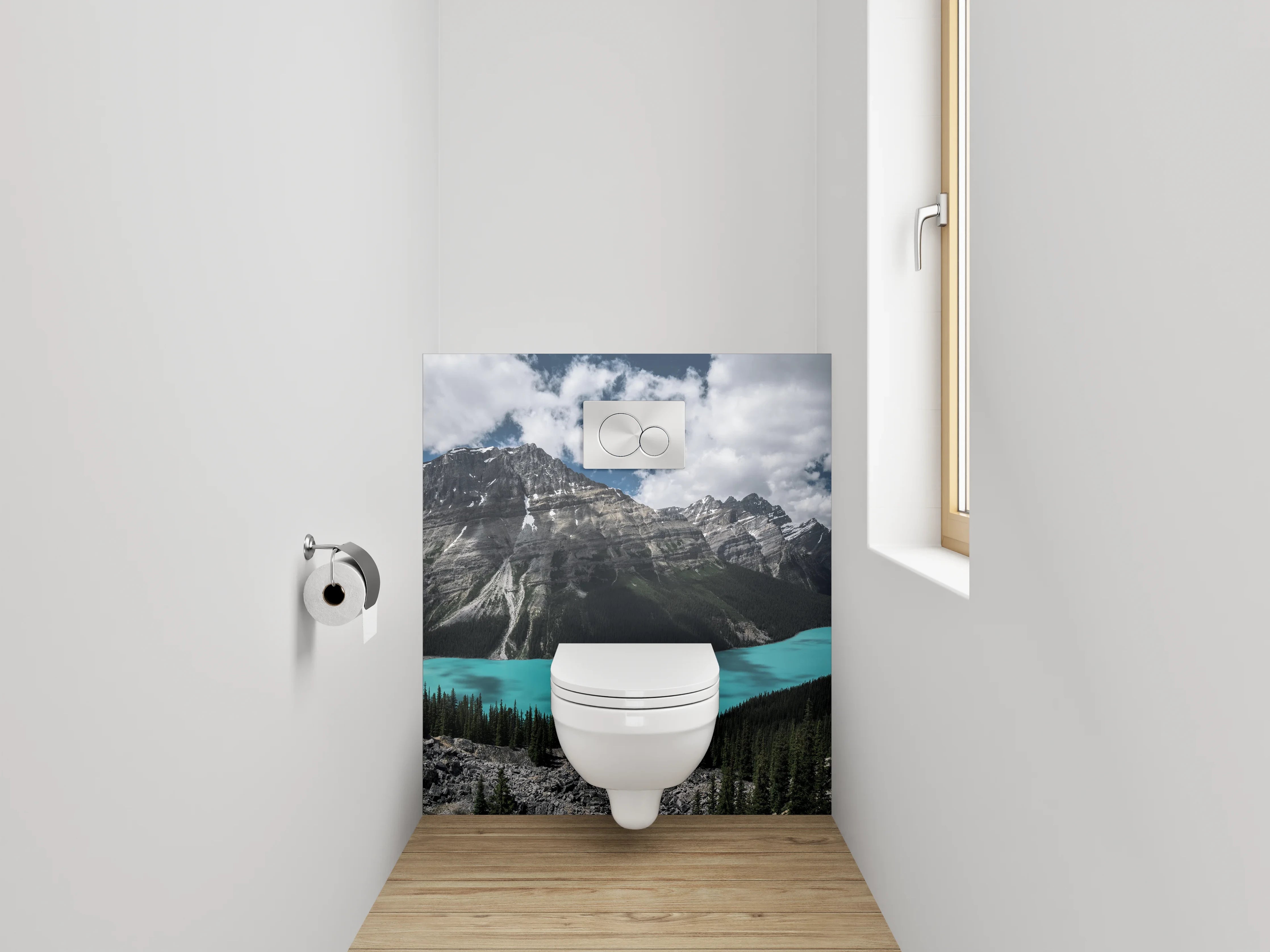 WC-Rückwand - Panorama See und Berge Natur