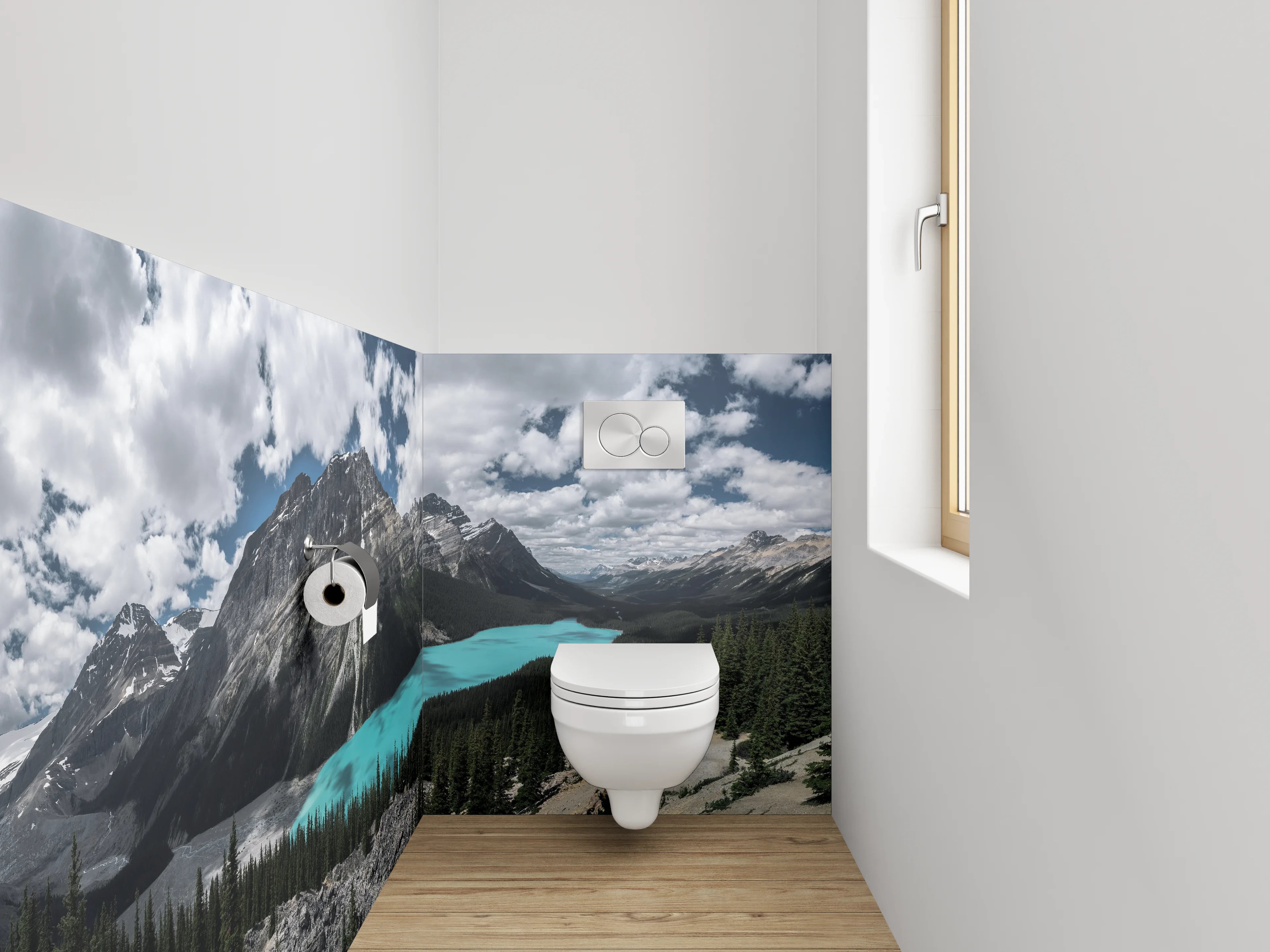 WC-Rückwand - Panorama See und Berge Natur