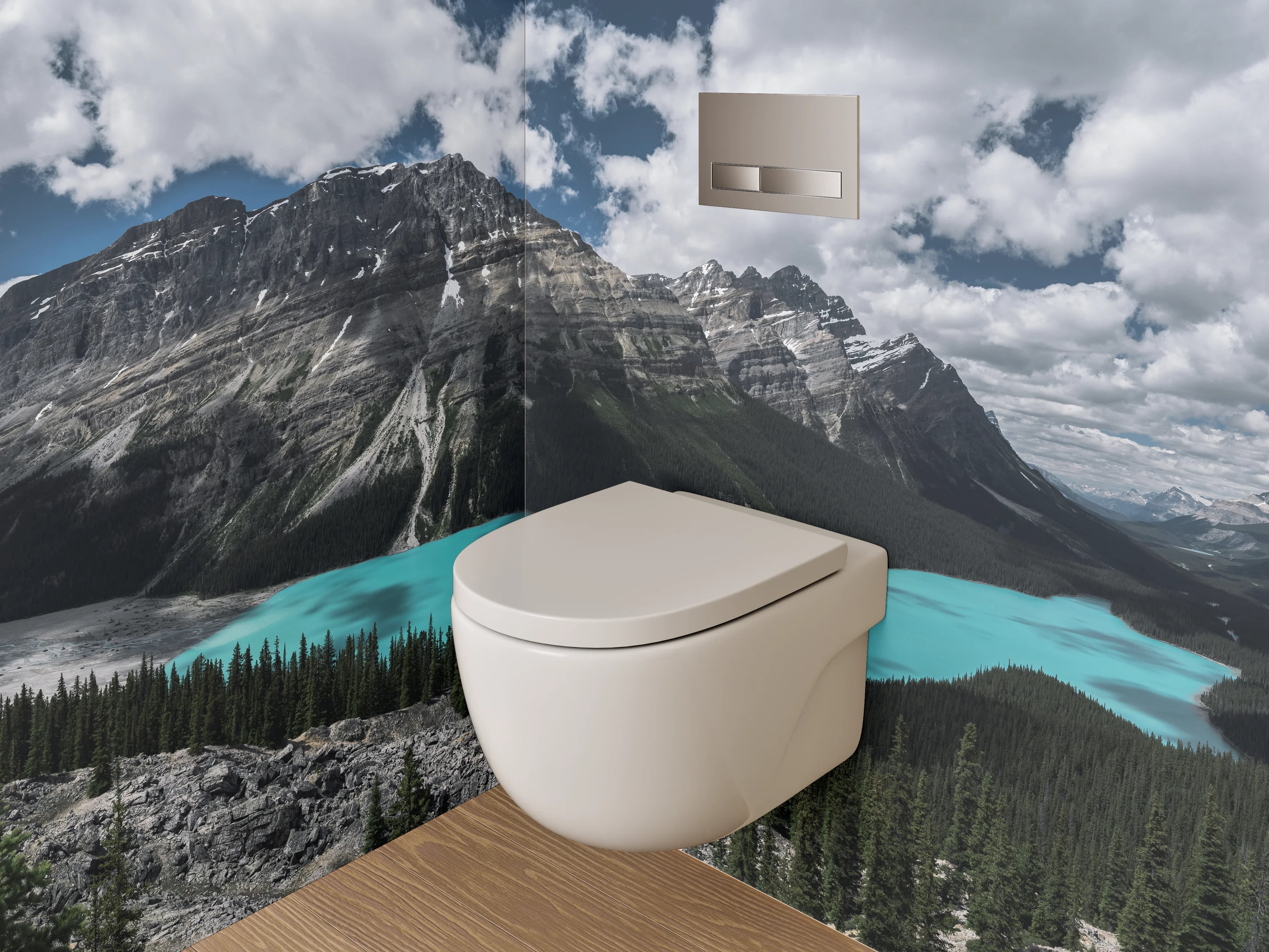 WC-Rückwand - Panorama See und Berge Natur