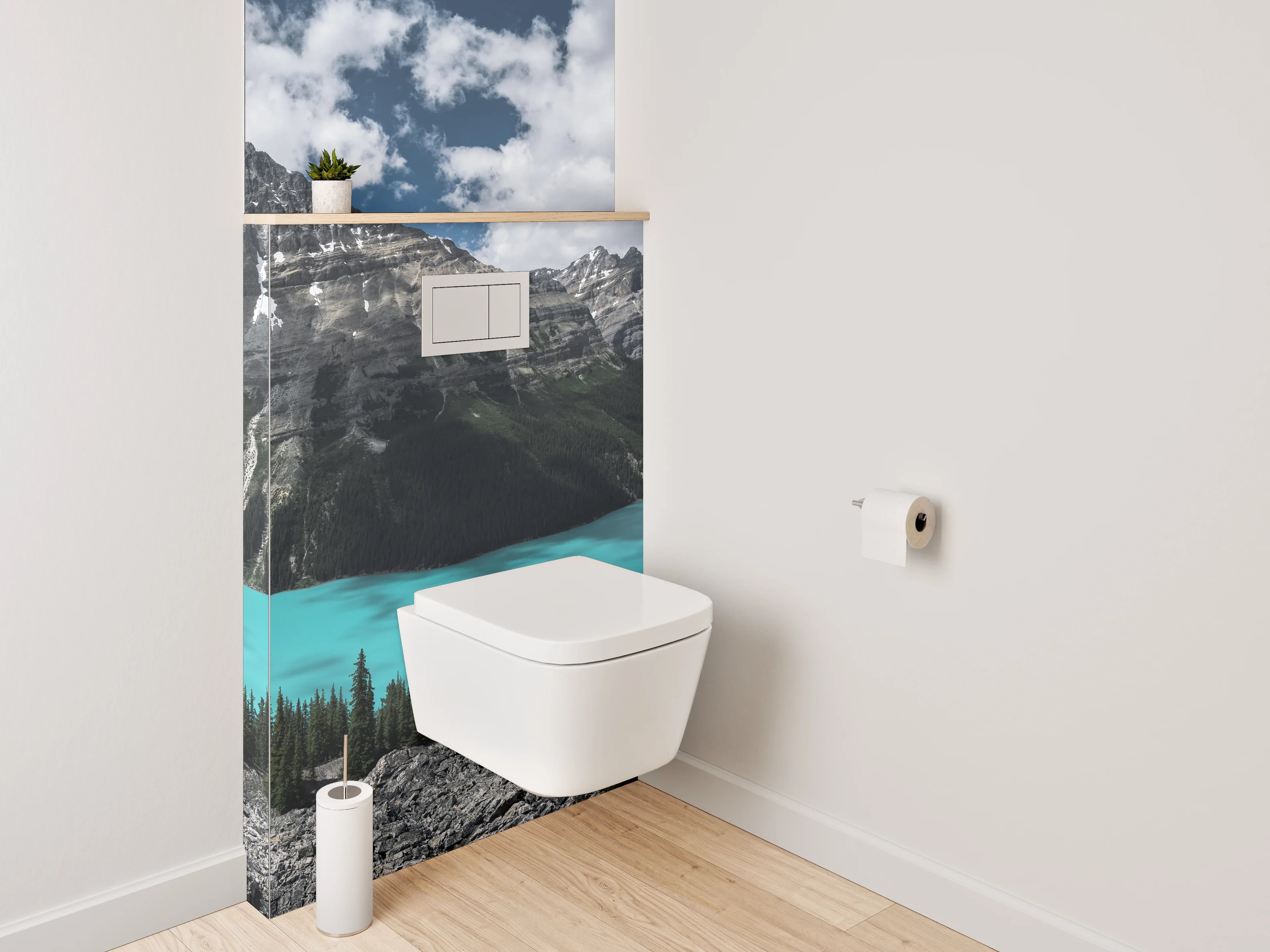 WC-Rückwand - Panorama See und Berge Natur