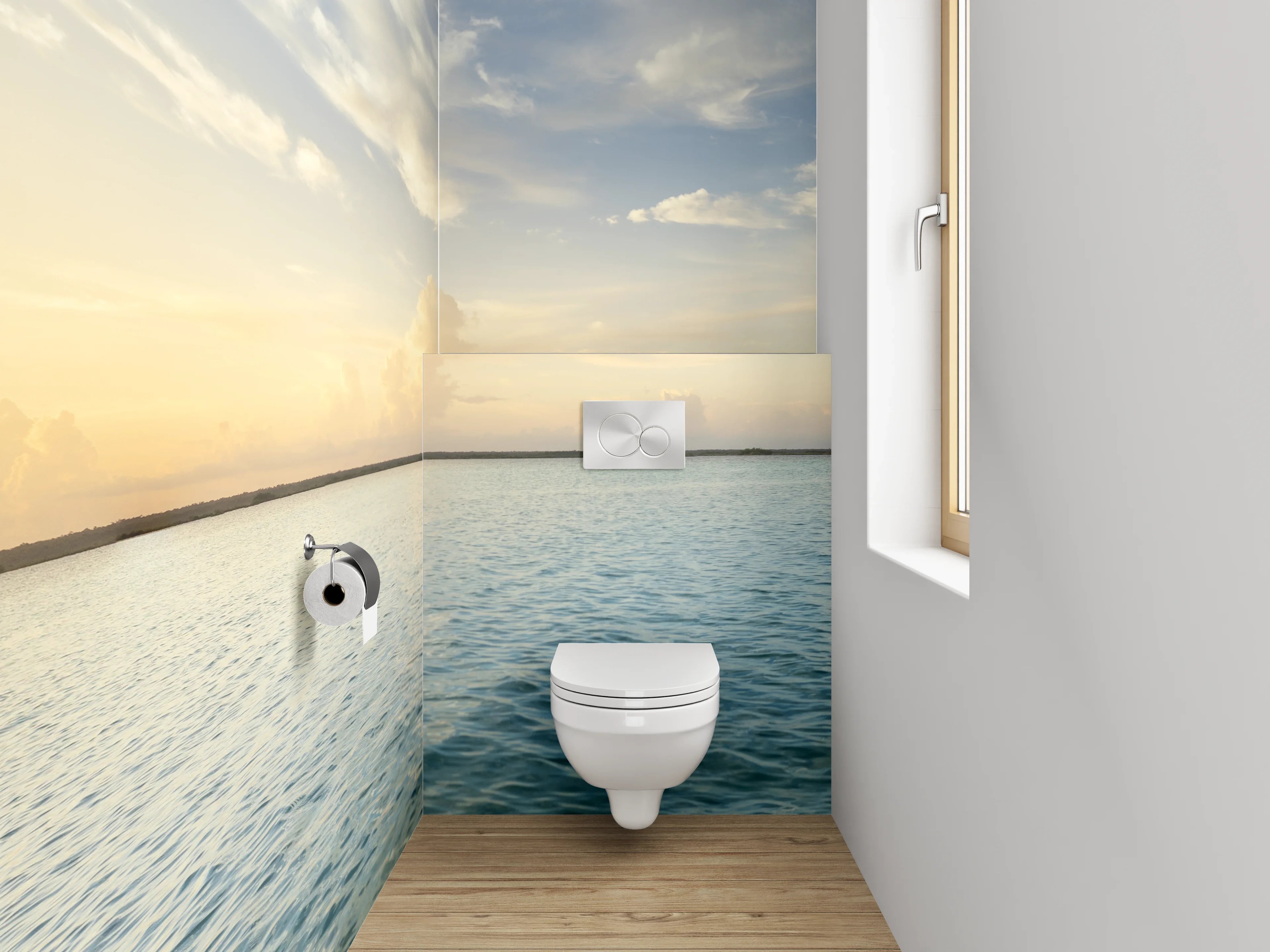 WC-Rückwand - Panorama Sonnenaufgang am Ozean