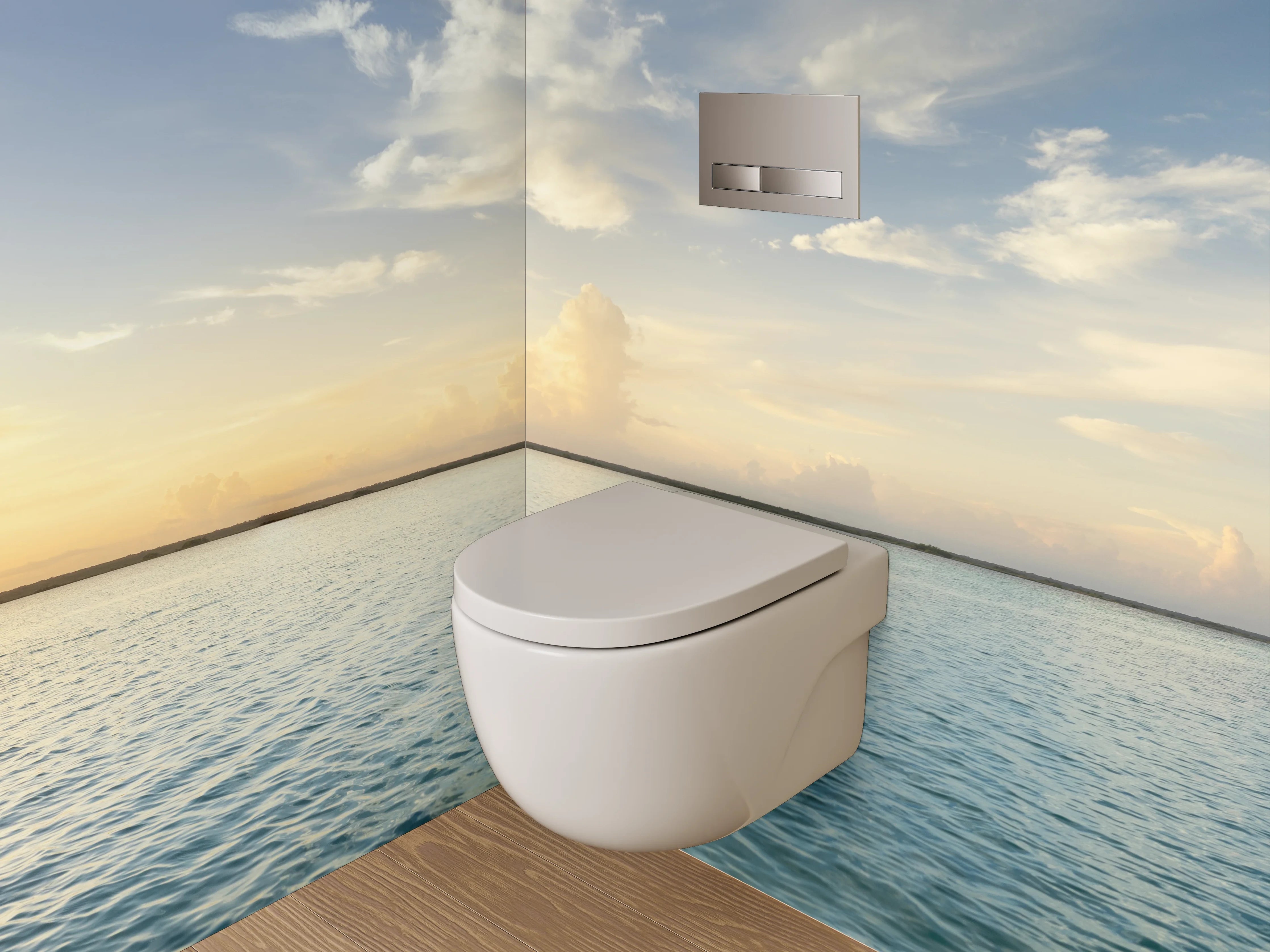 WC-Rückwand - Panorama Sonnenaufgang am Ozean