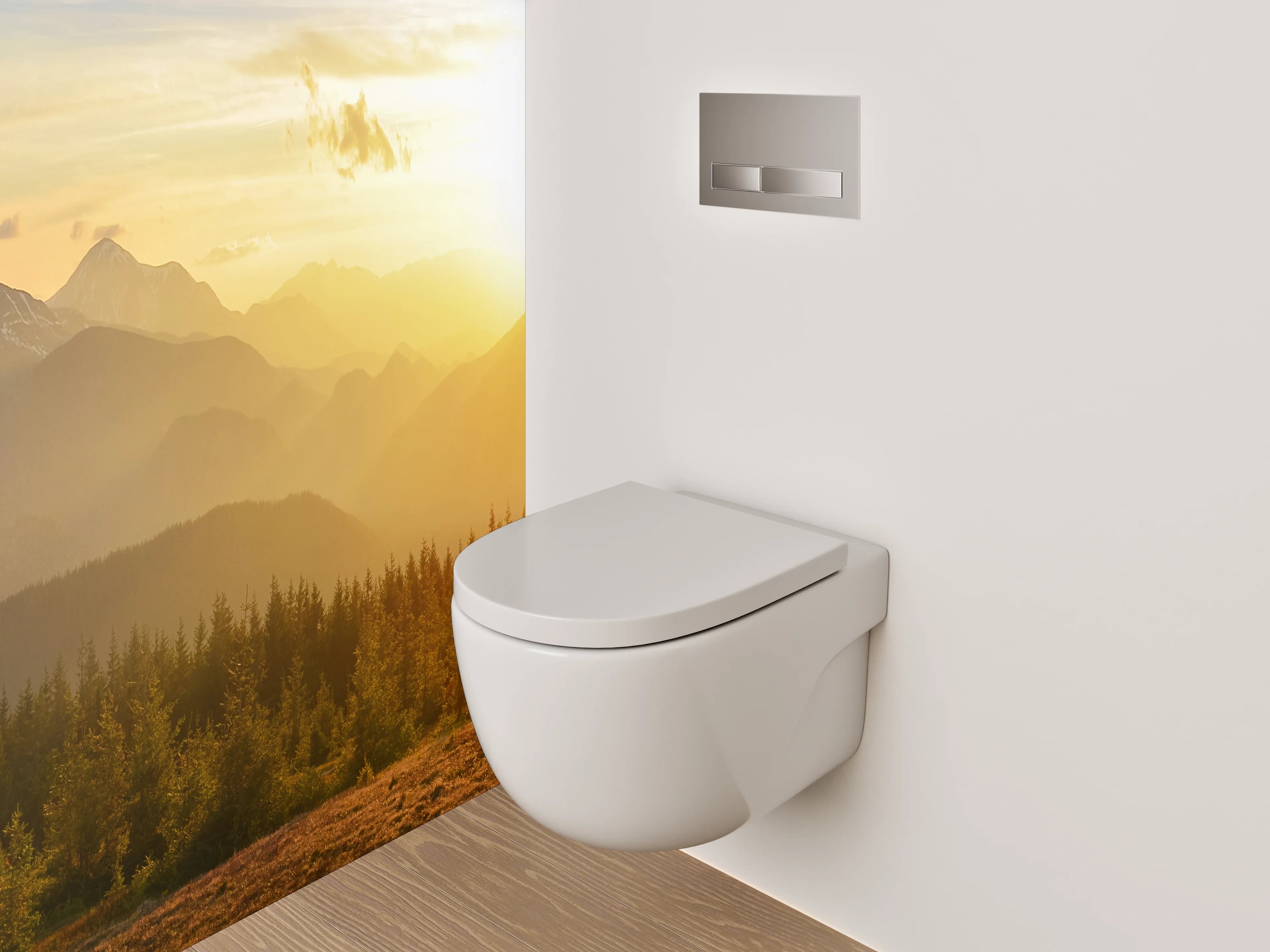 WC-Rückwand - Panorama Sonnenuntergang Alpen Berge