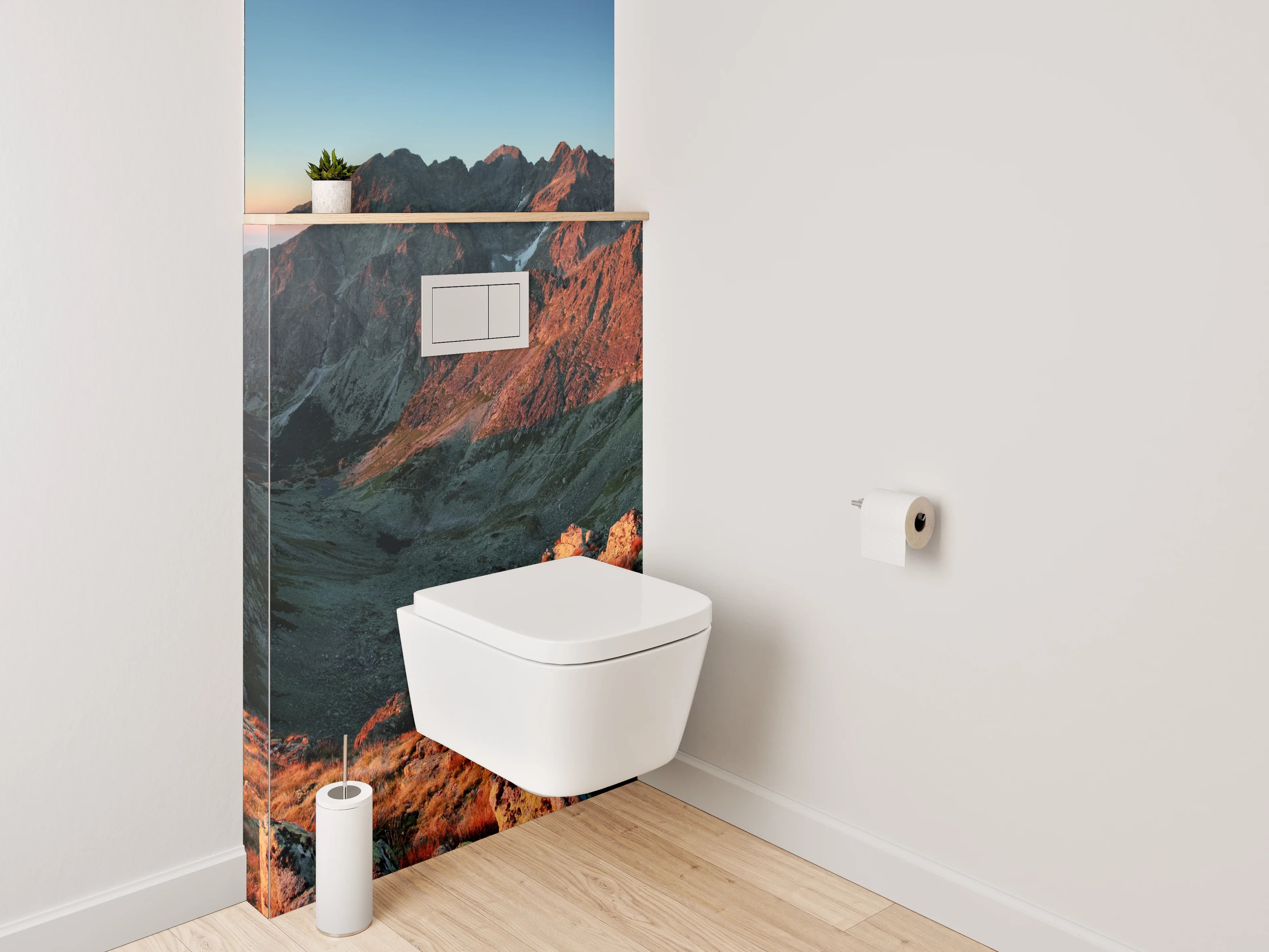 WC-Rückwand - Panorama Sonnenuntergang Berge Landschaft