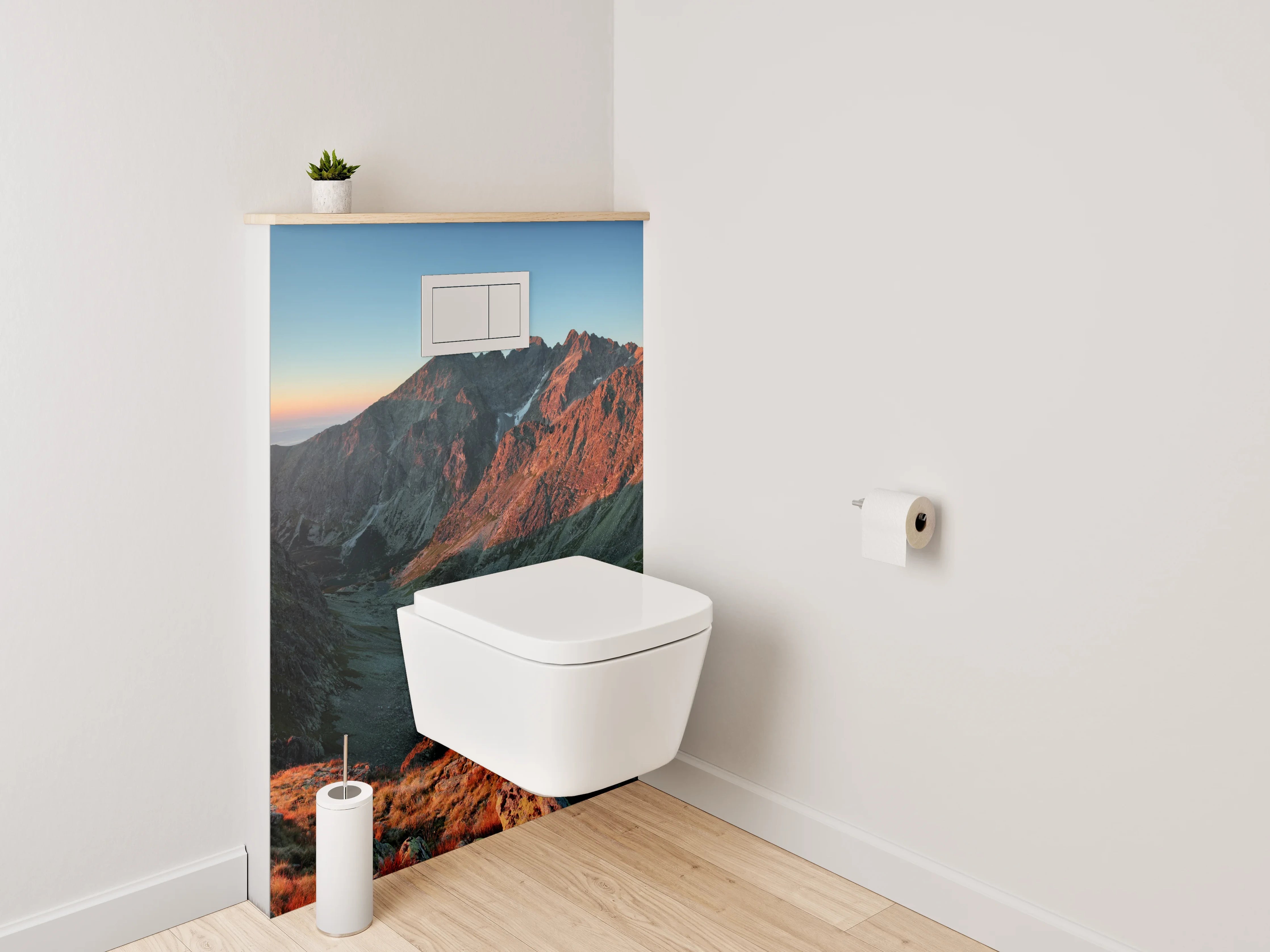 WC-Rückwand - Panorama Sonnenuntergang Berge Landschaft