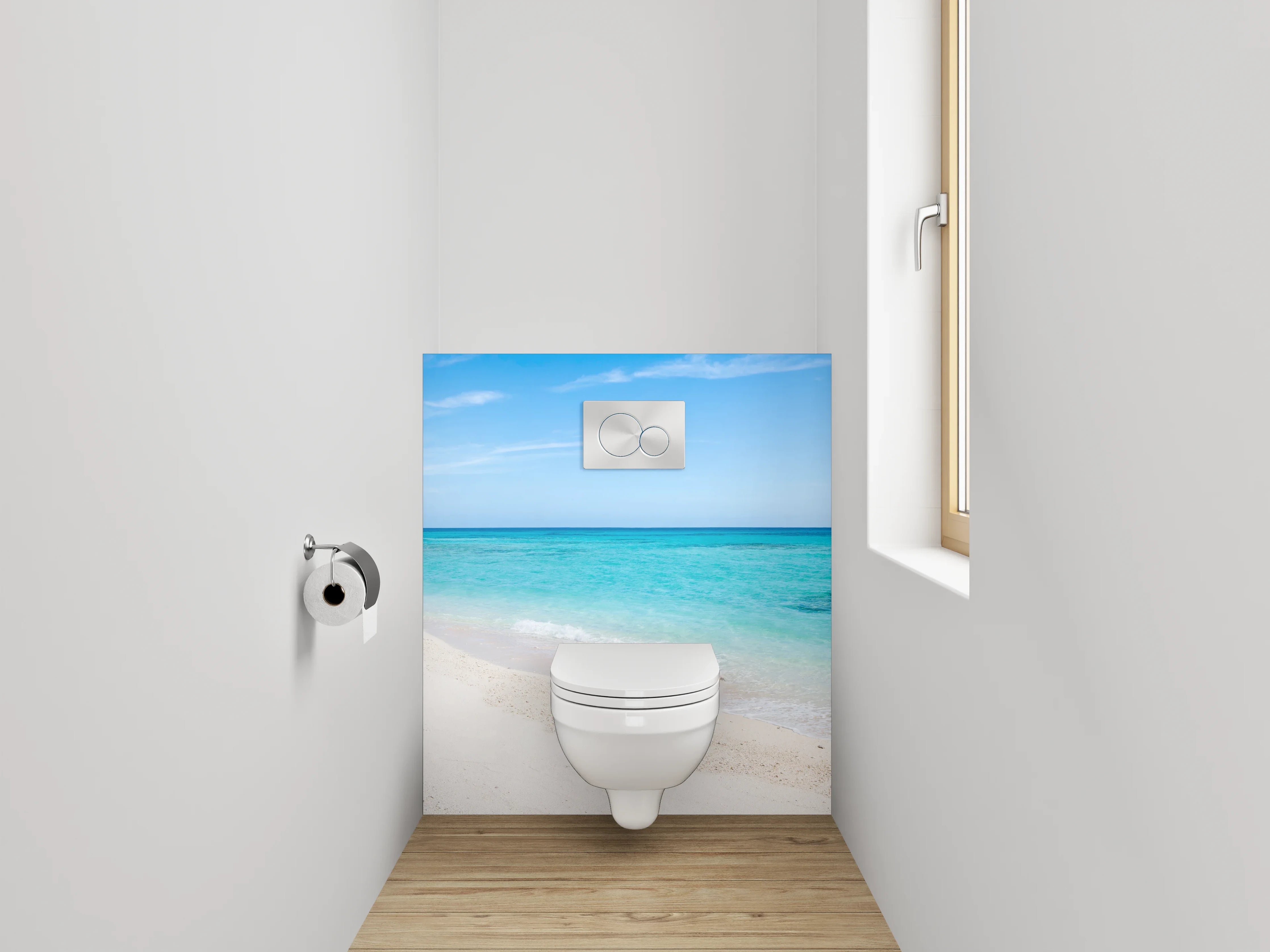 WC-Rückwand - Panorama-Strand: Türkisblaues Meer & weißer Sand