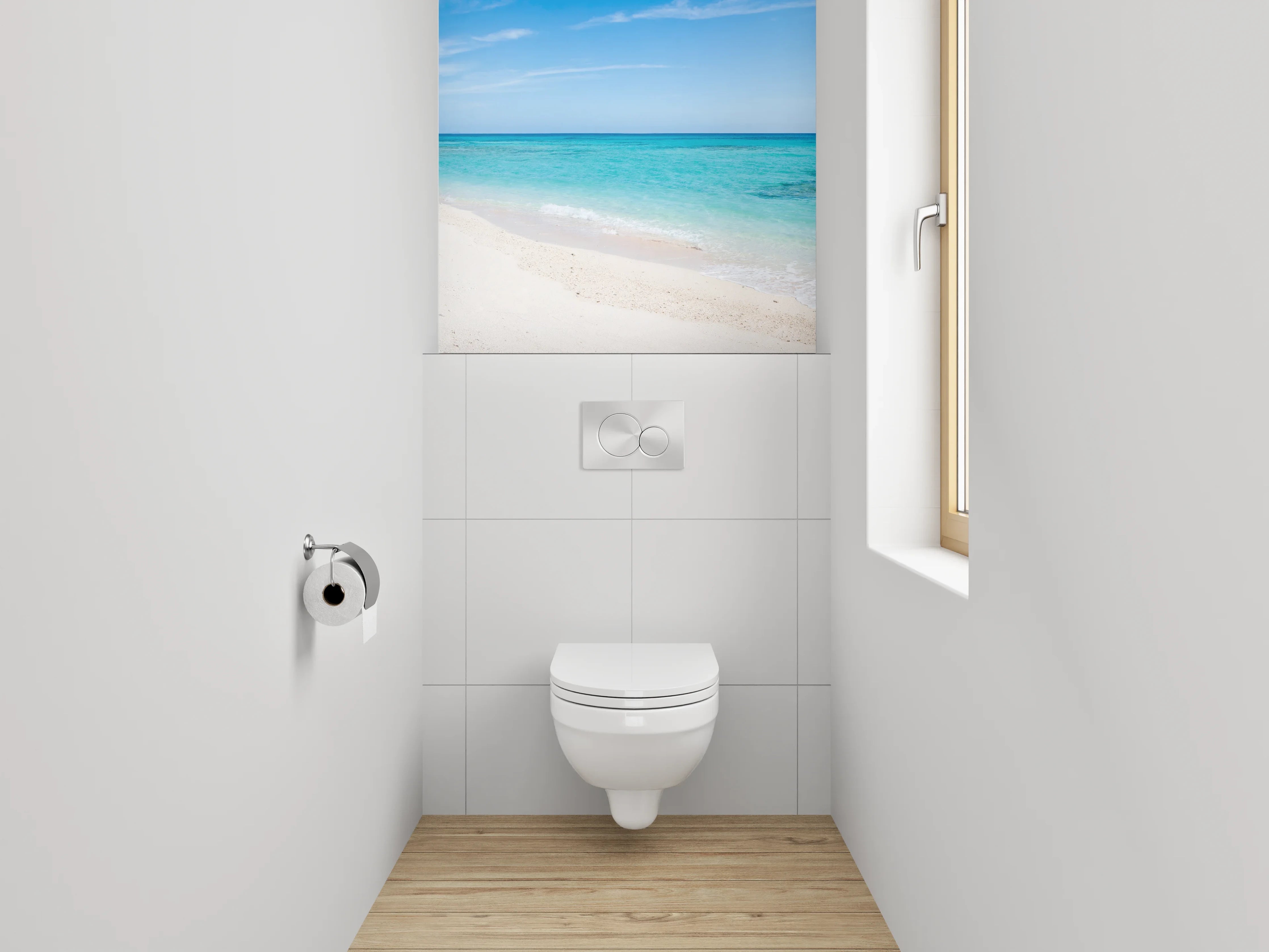 WC-Rückwand - Panorama-Strand: Türkisblaues Meer & weißer Sand