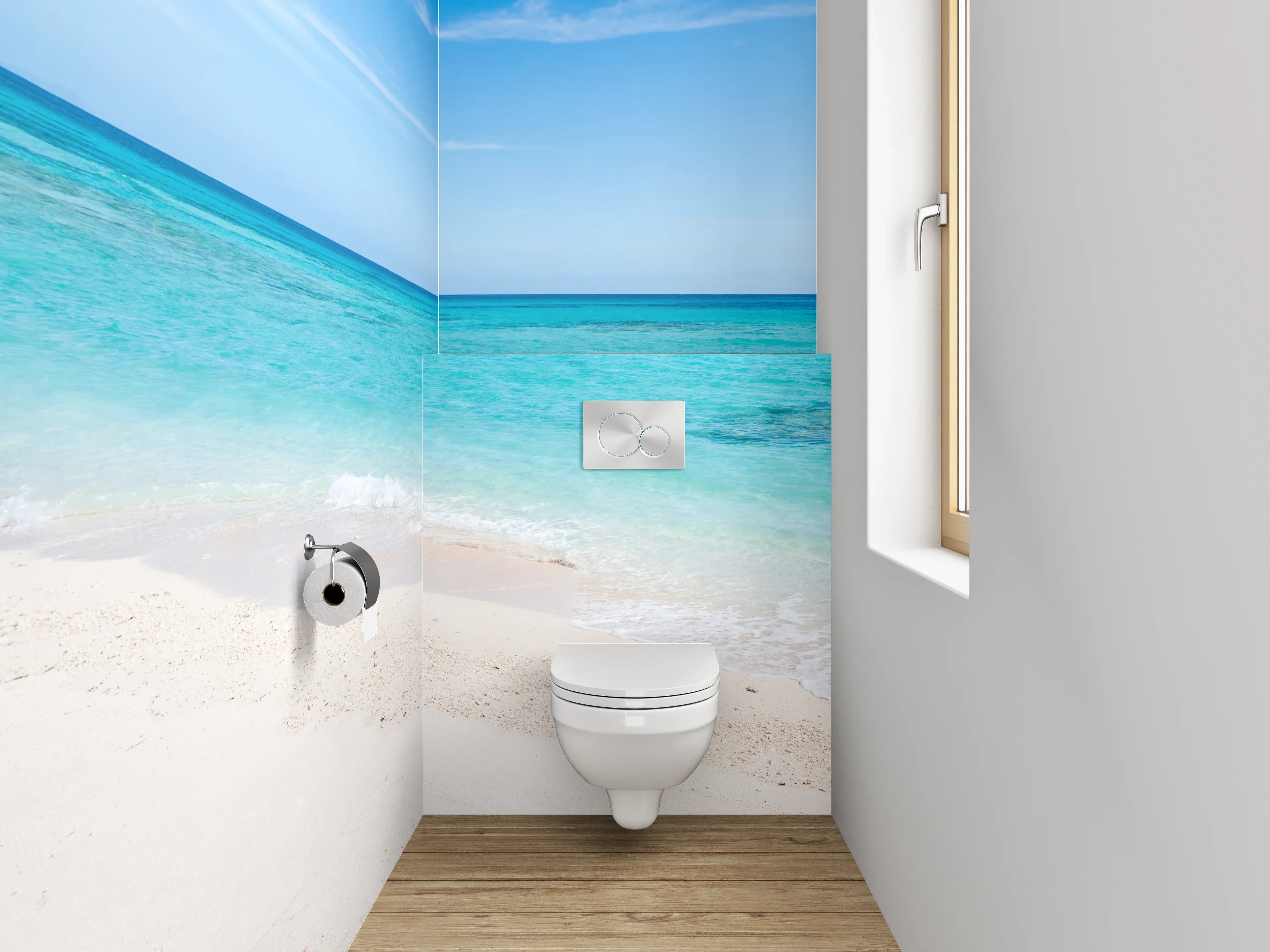 WC-Rückwand - Panorama-Strand: Türkisblaues Meer & weißer Sand