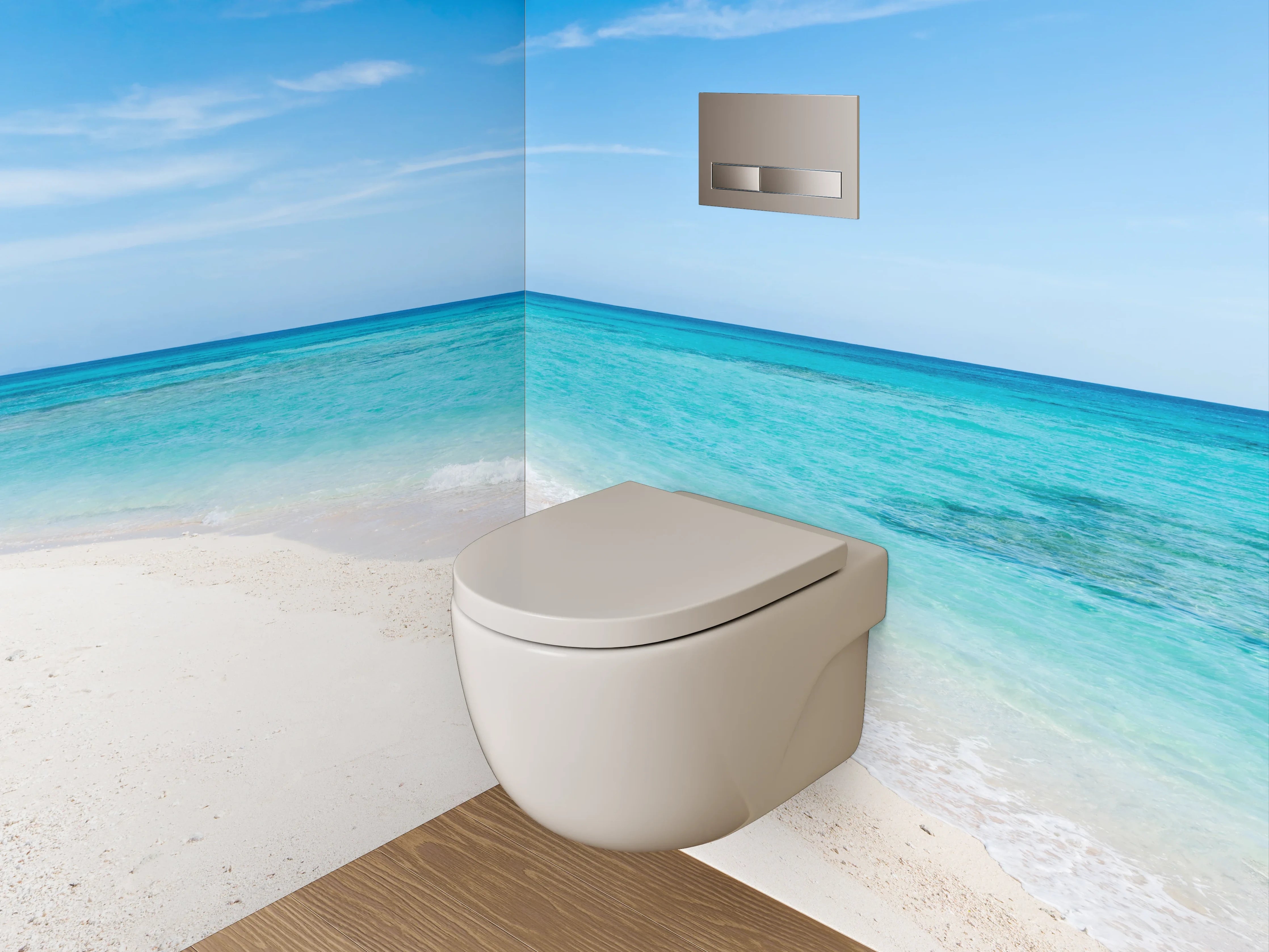 WC-Rückwand - Panorama-Strand: Türkisblaues Meer & weißer Sand