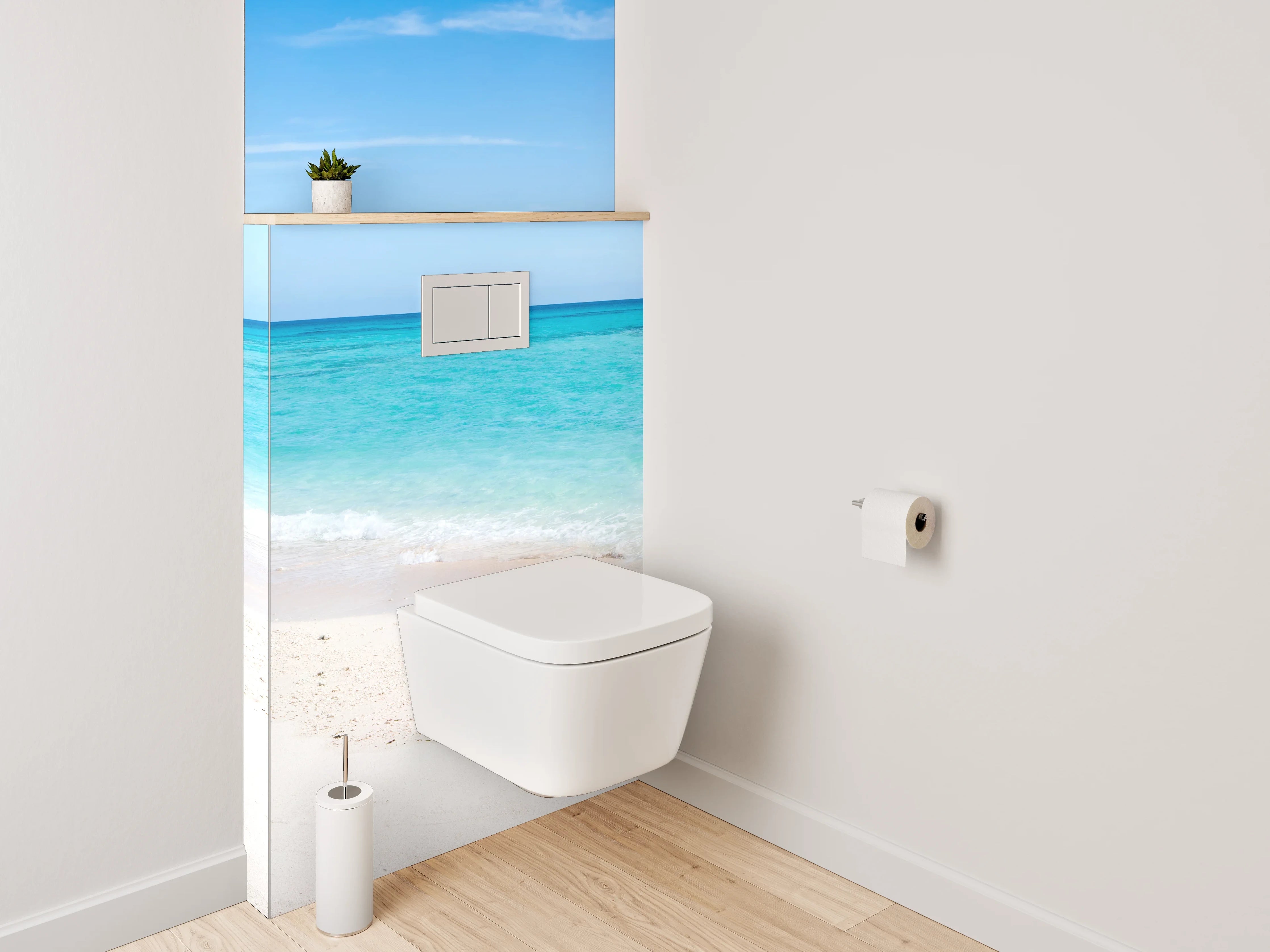 WC-Rückwand - Panorama-Strand: Türkisblaues Meer & weißer Sand