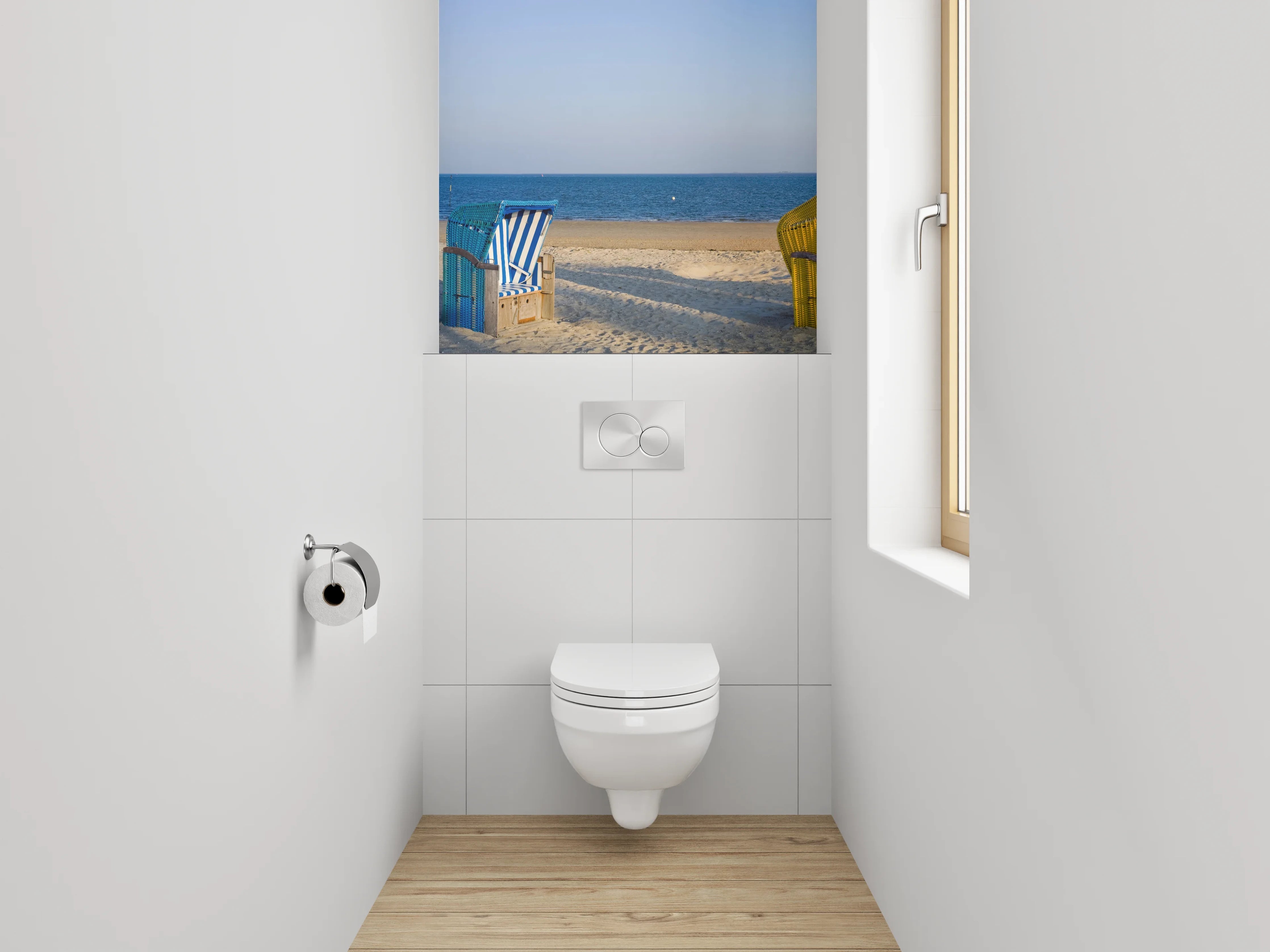 WC-Rückwand - Panorama Strandkörbe Ostsee Meerblick