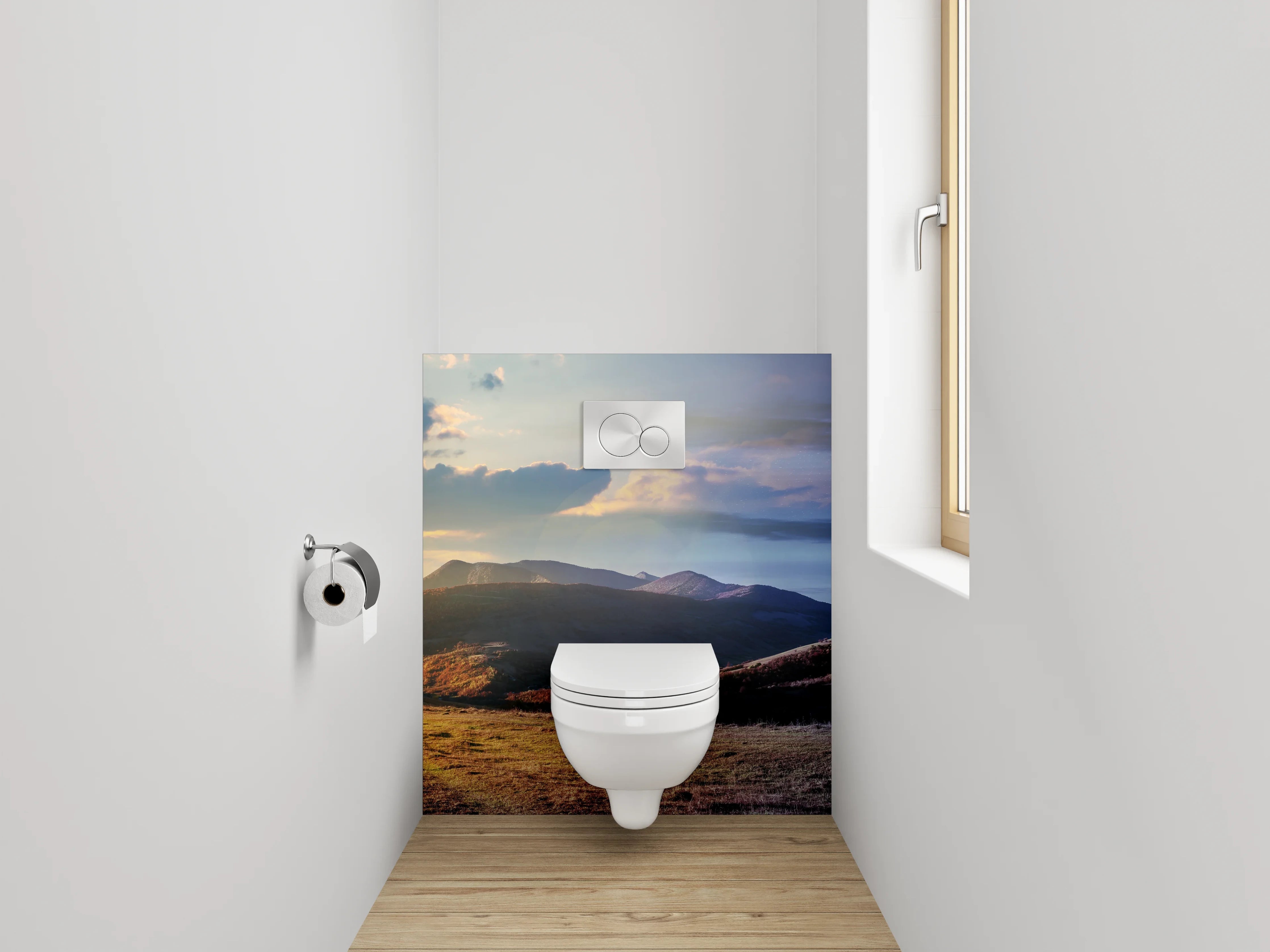 WC-Rückwand - Panorama Tag und Nacht Berge