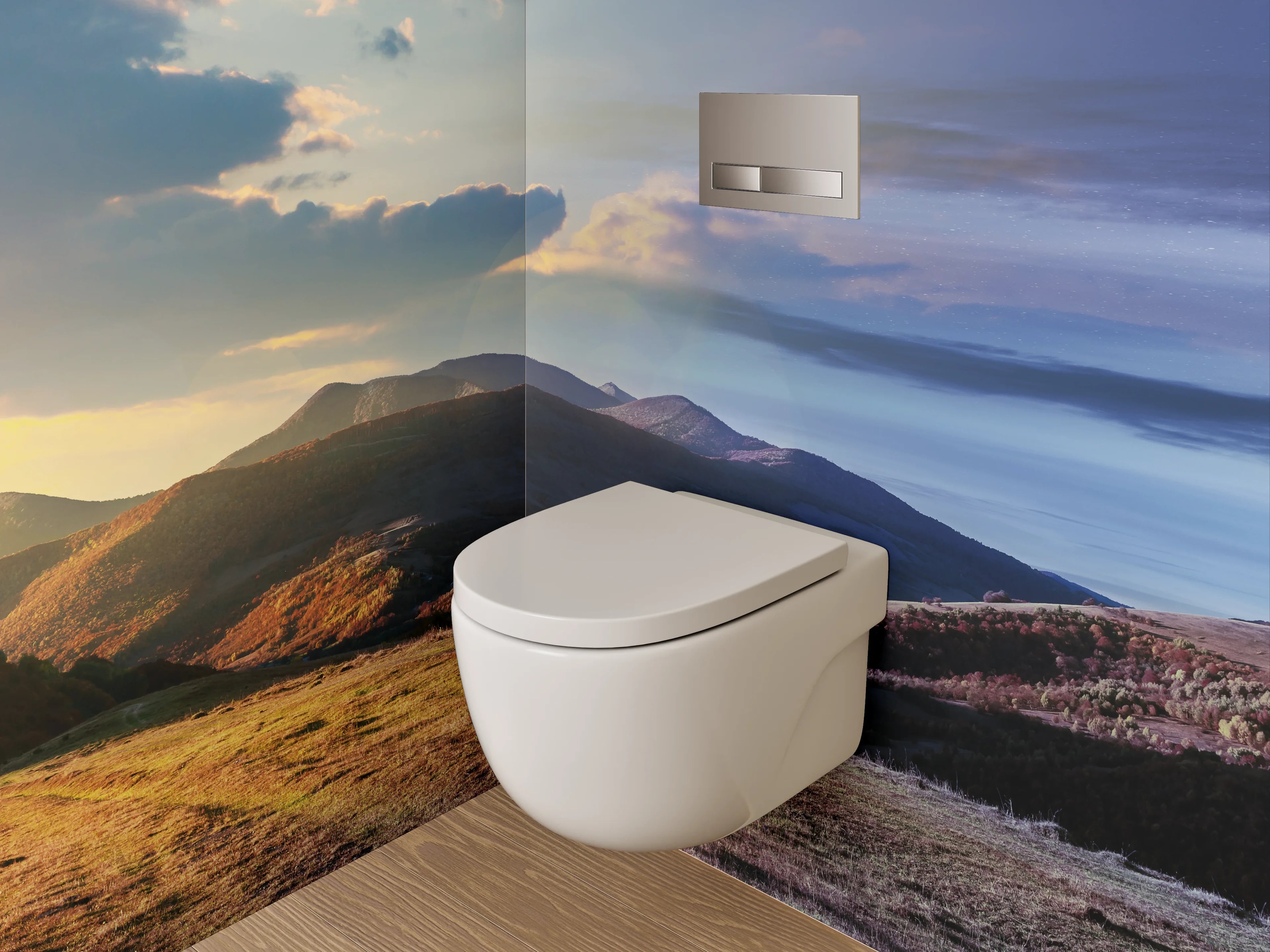WC-Rückwand - Panorama Tag und Nacht Berge
