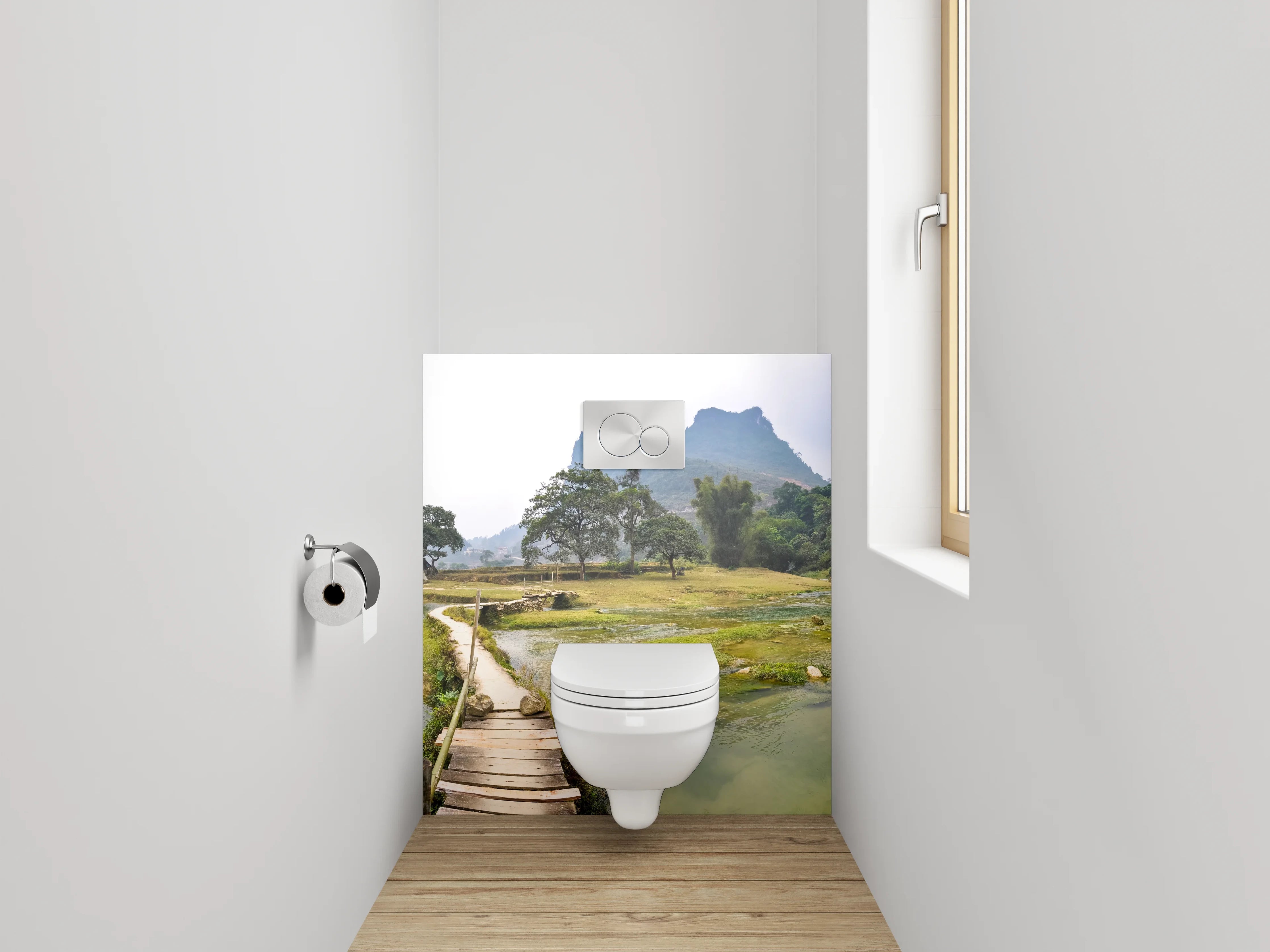 WC-Rückwand - Panorama Wasserfall Landschaft