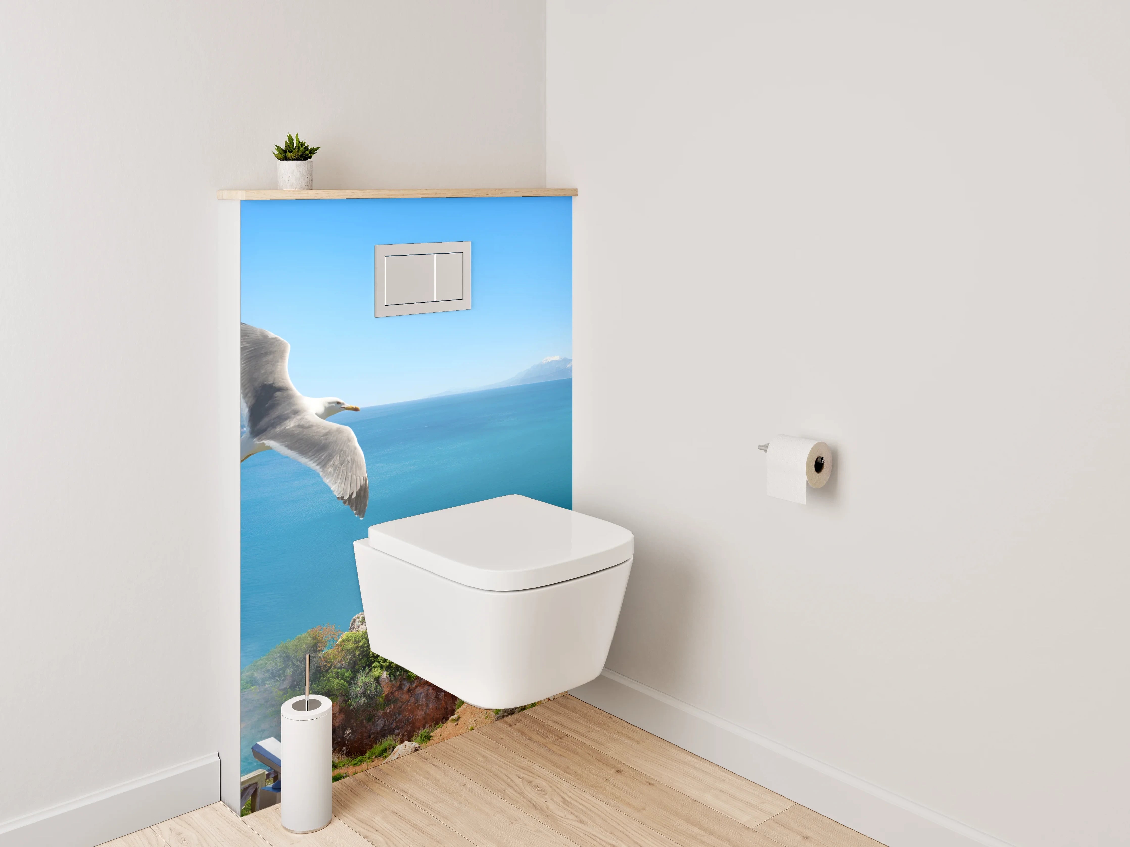WC-Rückwand - Panorama Wasserfall am Meer