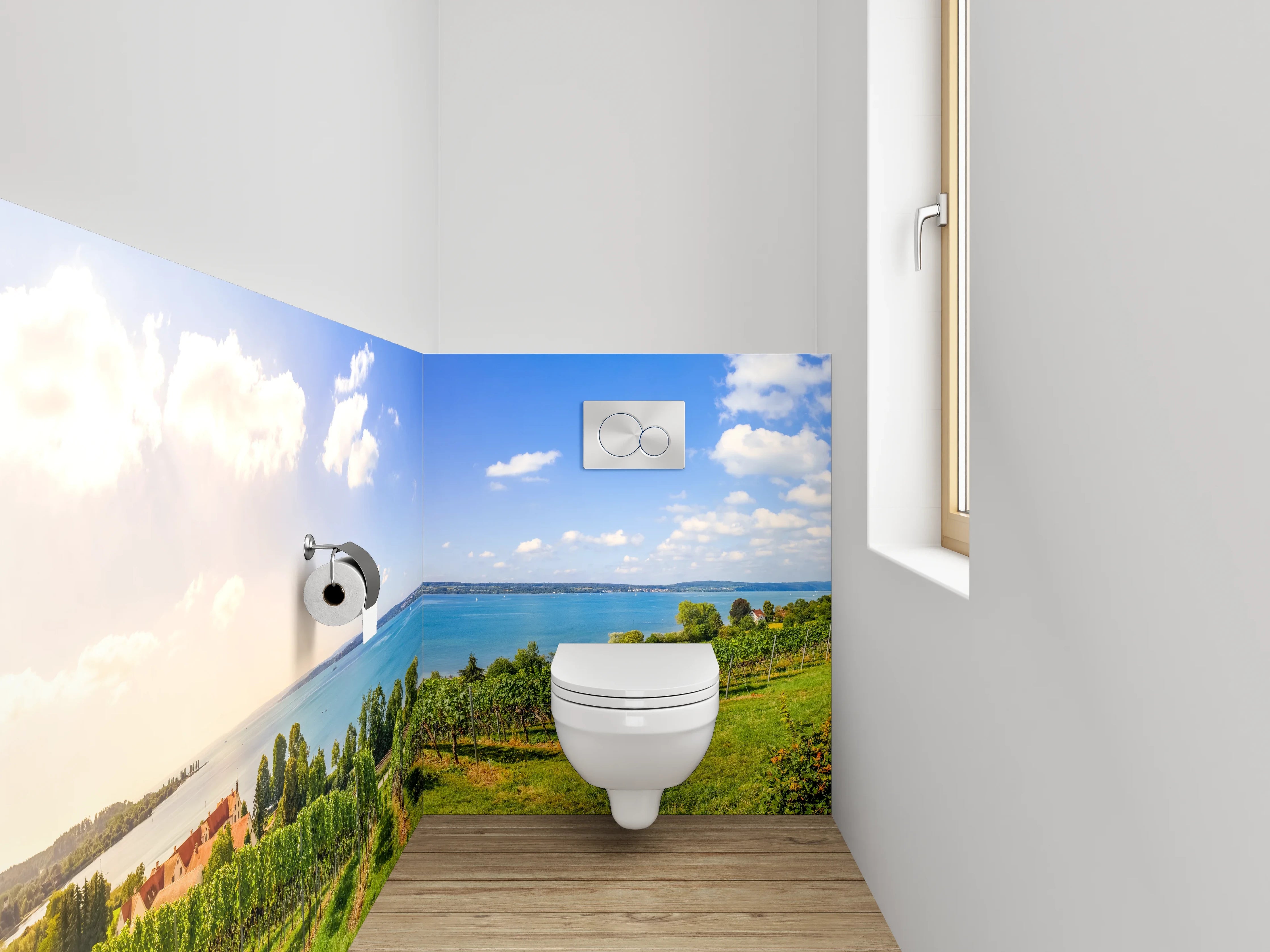 WC-Rückwand - Panorama Weinberg am Bodensee