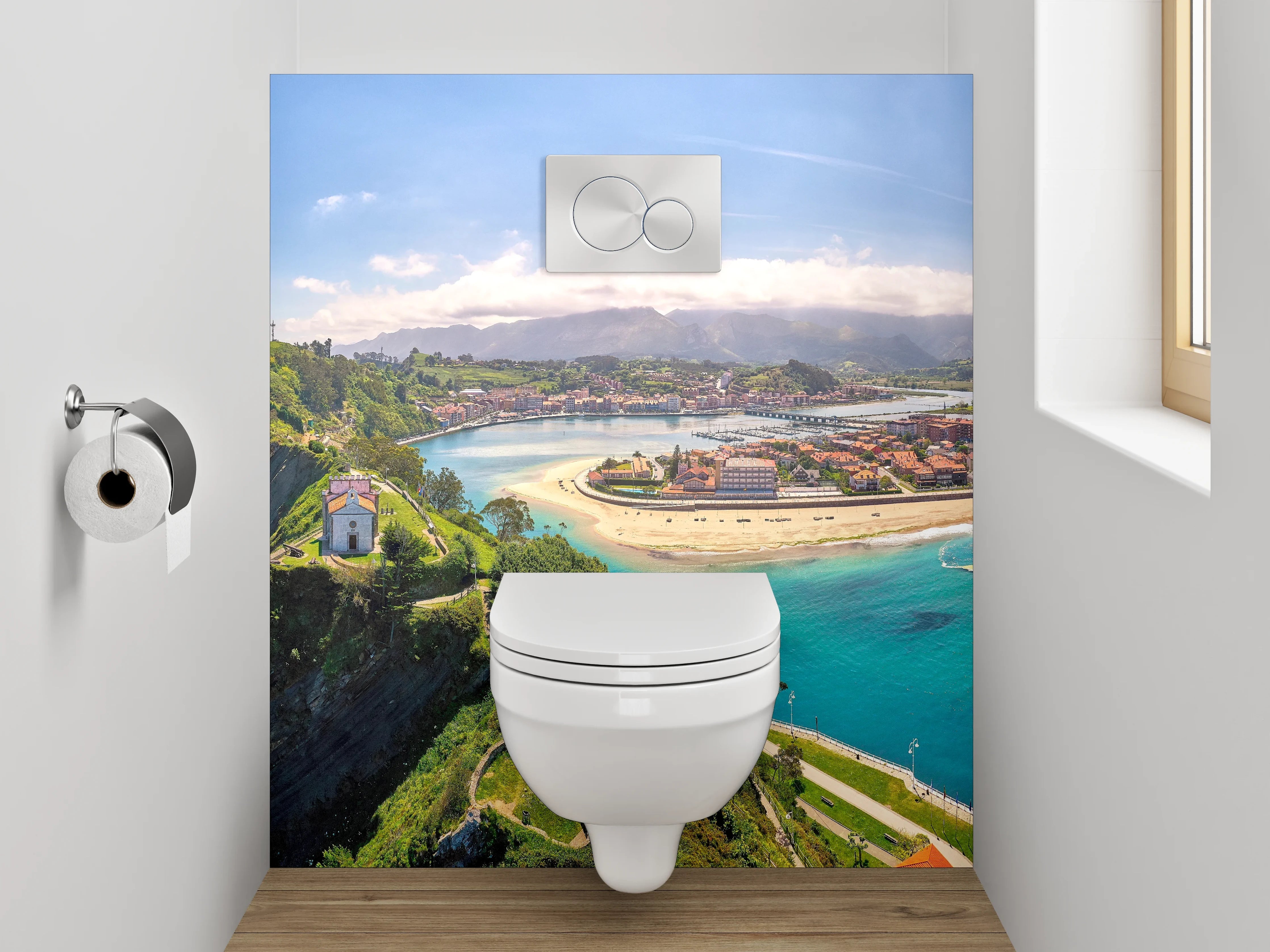 WC-Rückwand - Panoramablick auf Küstenlandschaft Spanien
