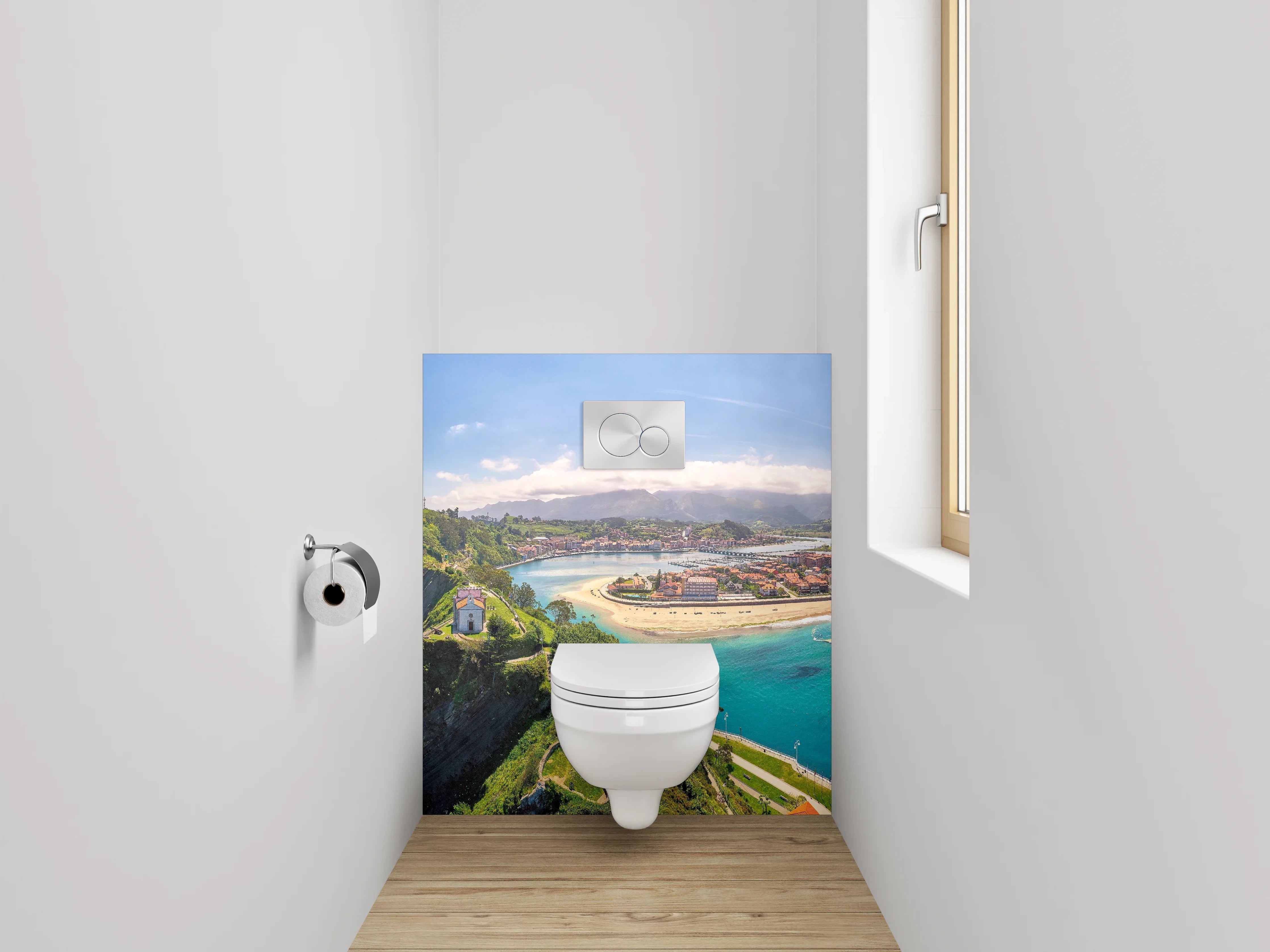 WC-Rückwand - Panoramablick auf Küstenlandschaft Spanien