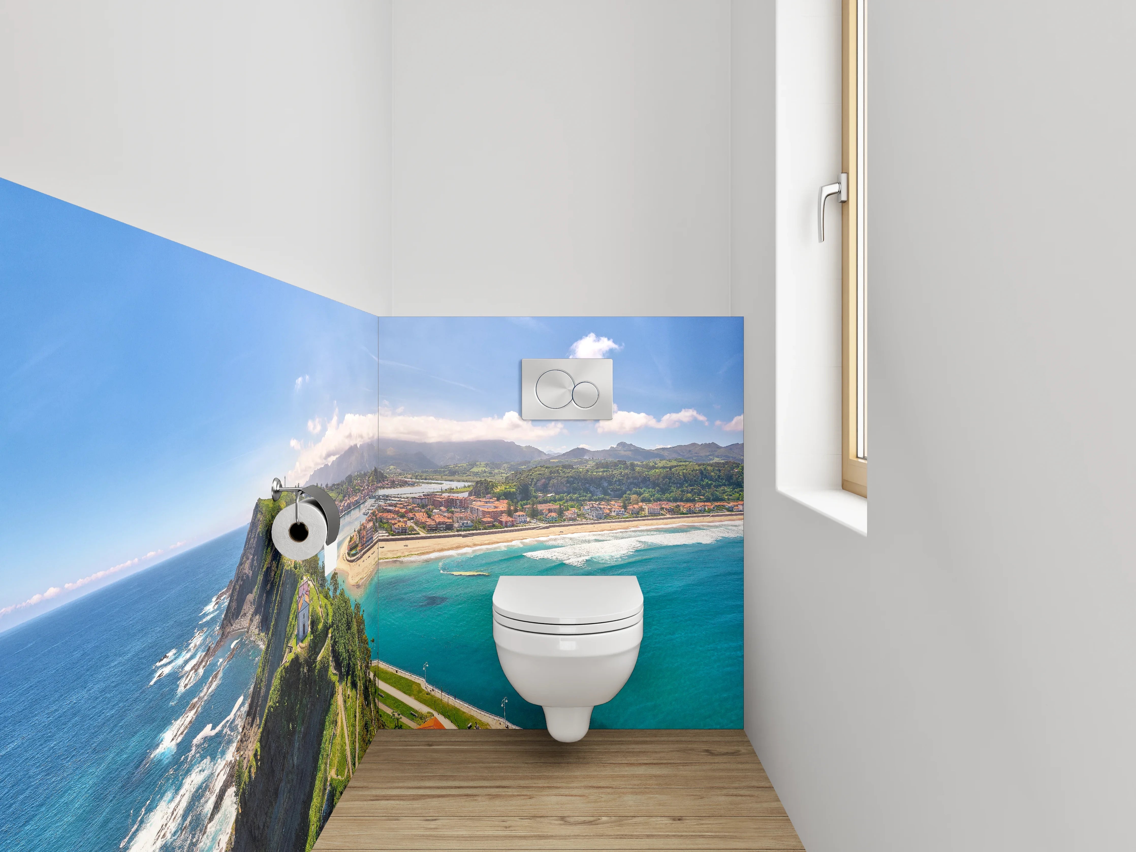 WC-Rückwand - Panoramablick auf Küstenlandschaft Spanien