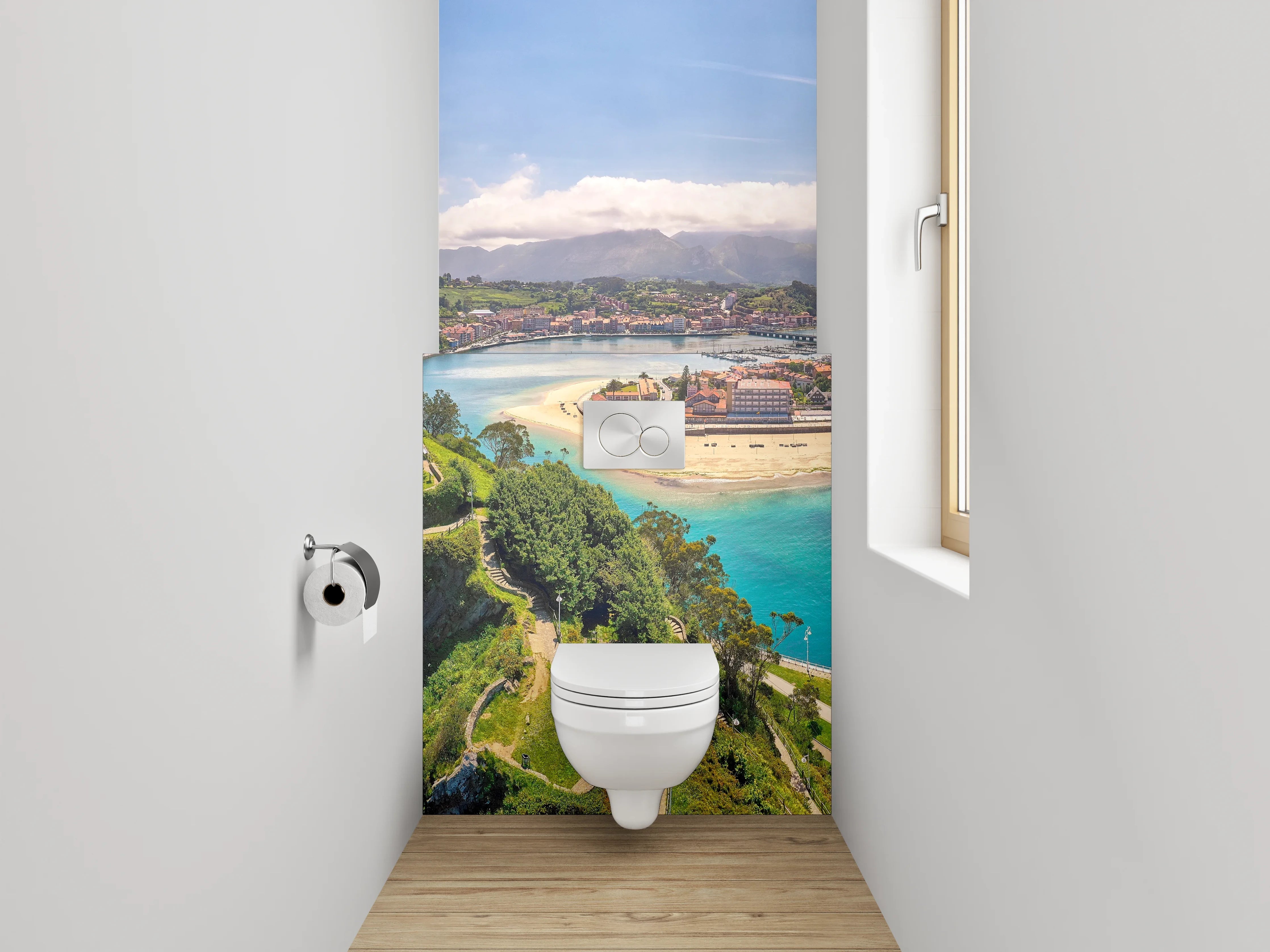 WC-Rückwand - Panoramablick auf Küstenlandschaft Spanien