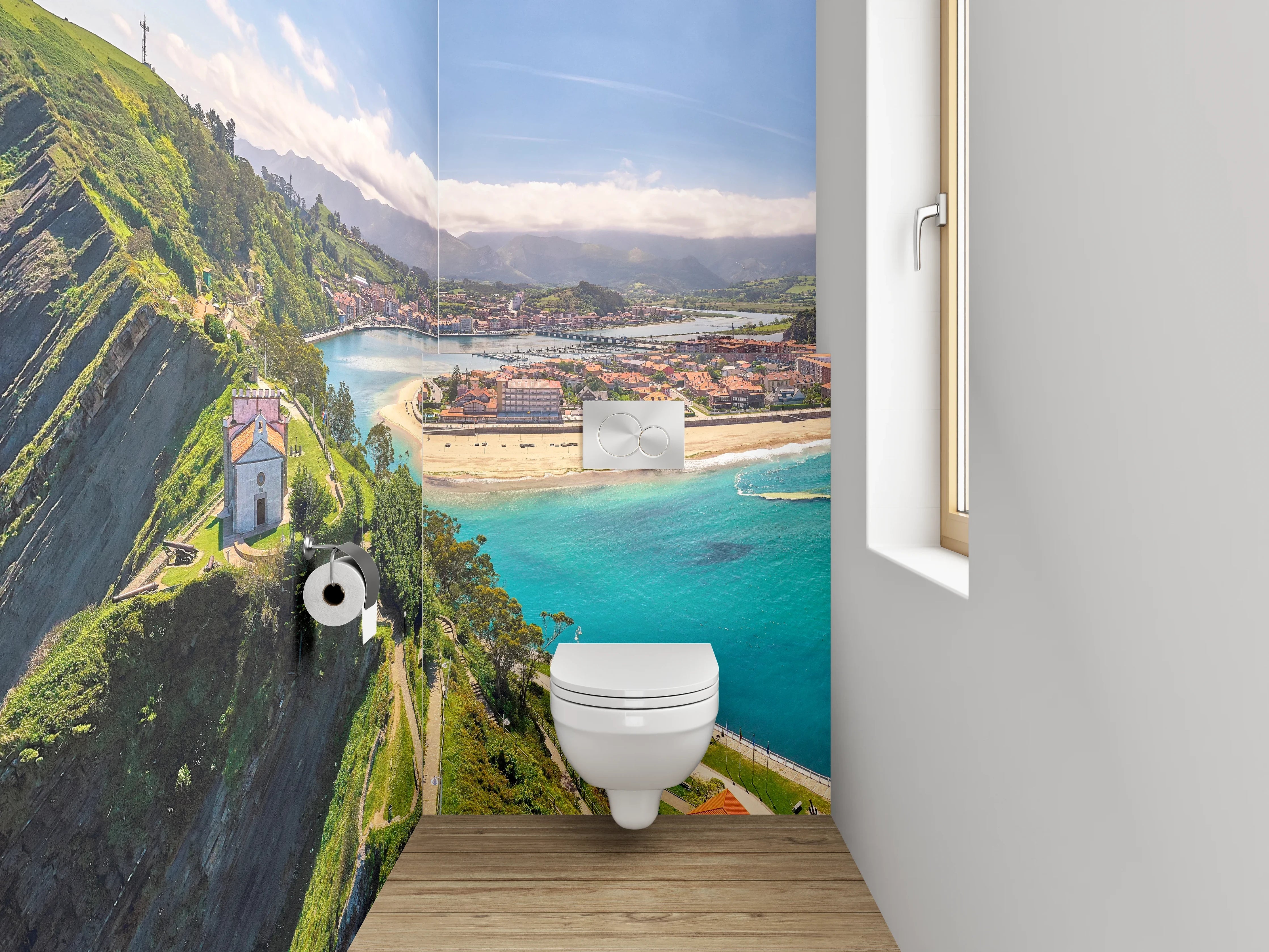 WC-Rückwand - Panoramablick auf Küstenlandschaft Spanien