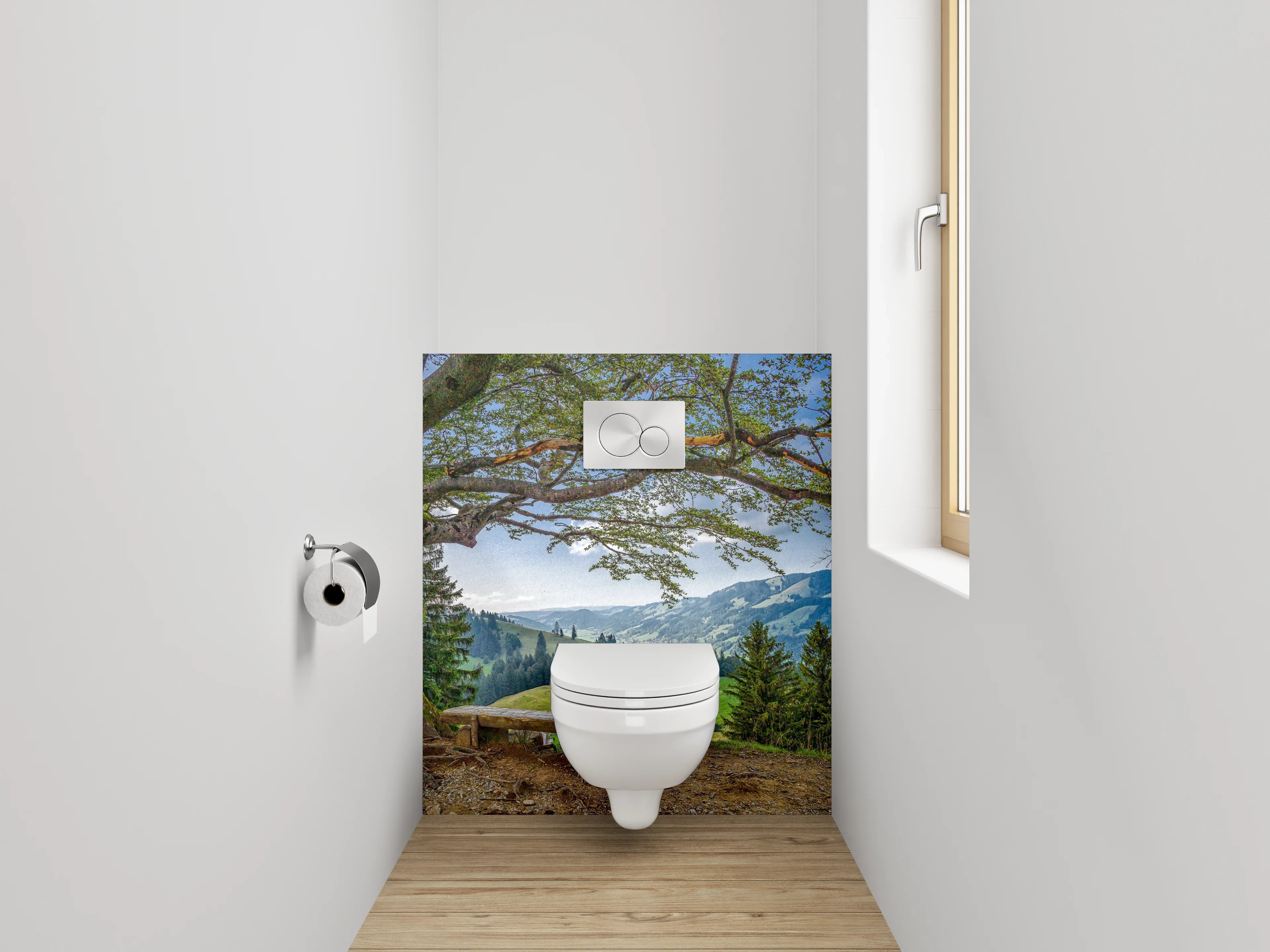 WC-Rückwand - Panoramablick: Natürliche Ruhe am Waldrand