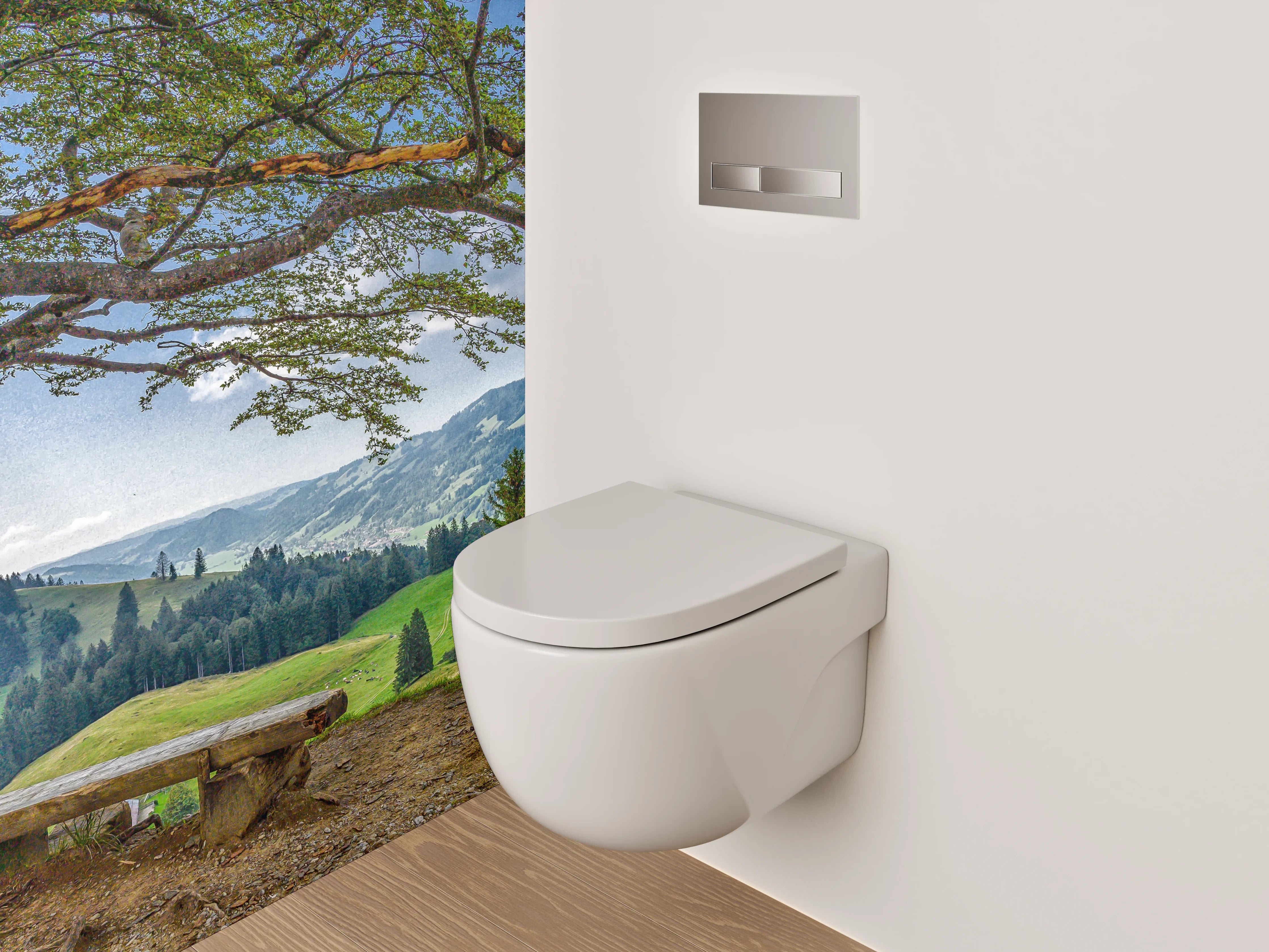 WC-Rückwand - Panoramablick: Natürliche Ruhe am Waldrand