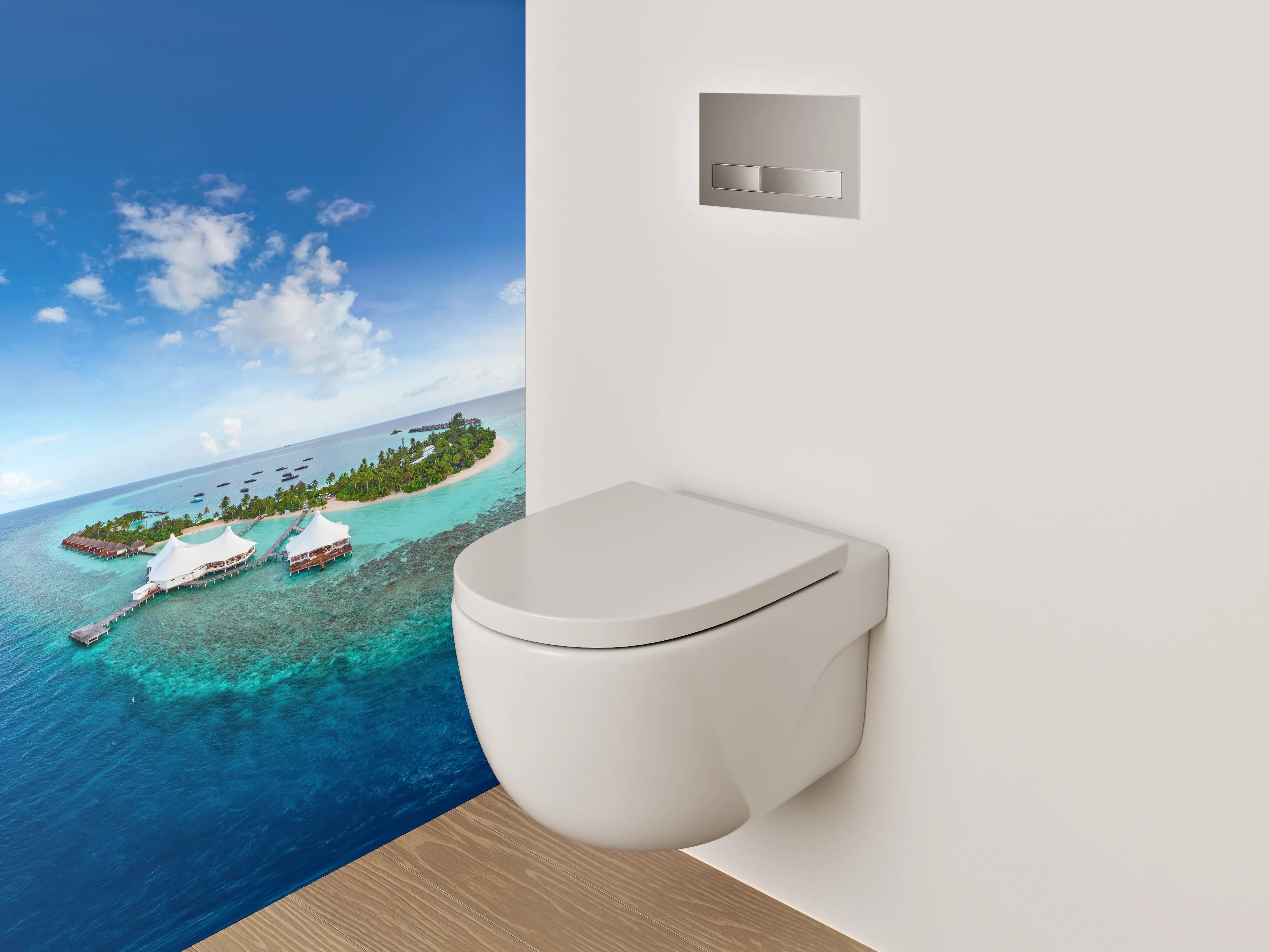 WC-Rückwand - Paradiesische Insel im türkisblauen Ozean