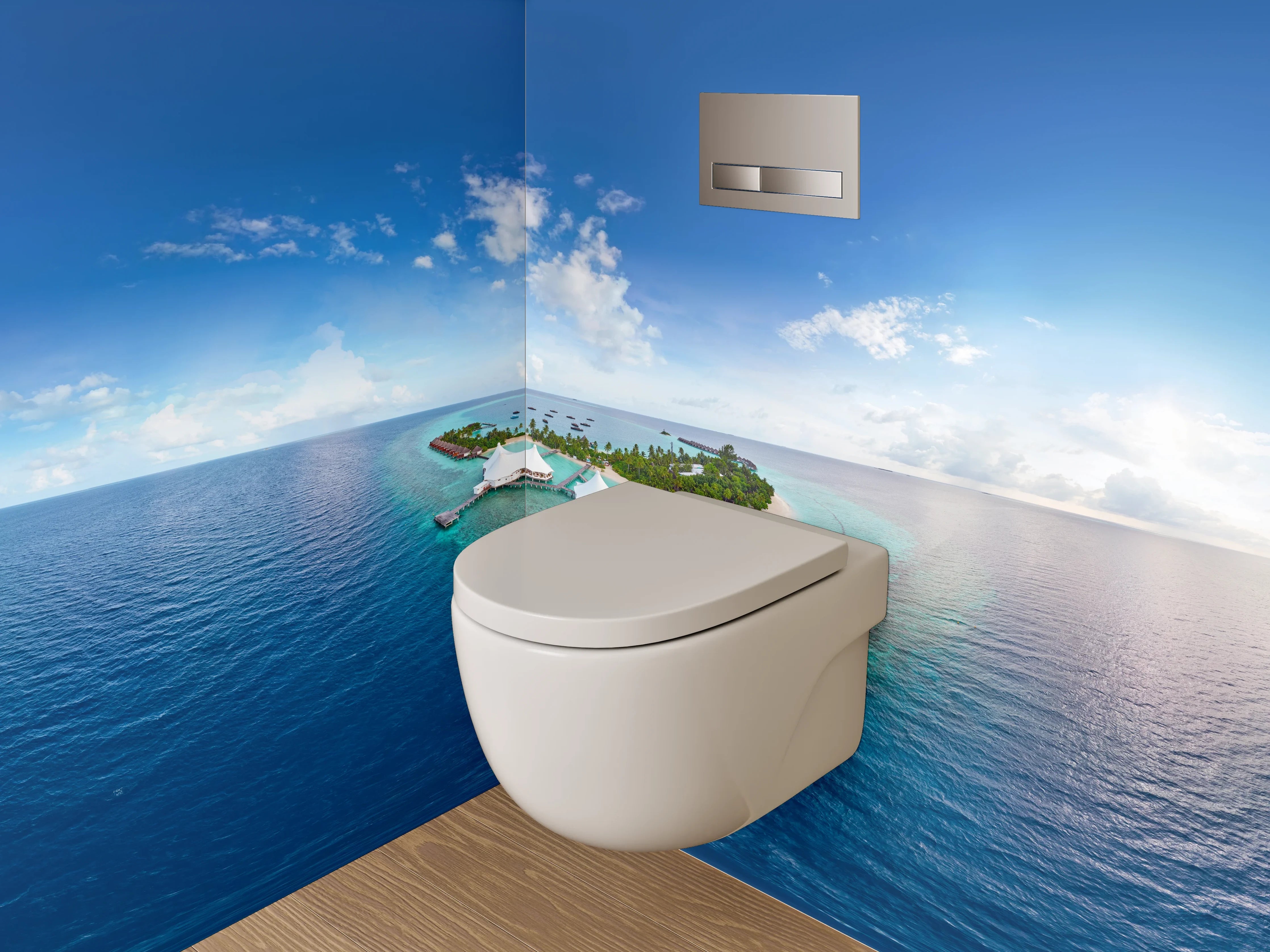 WC-Rückwand - Paradiesische Insel im türkisblauen Ozean