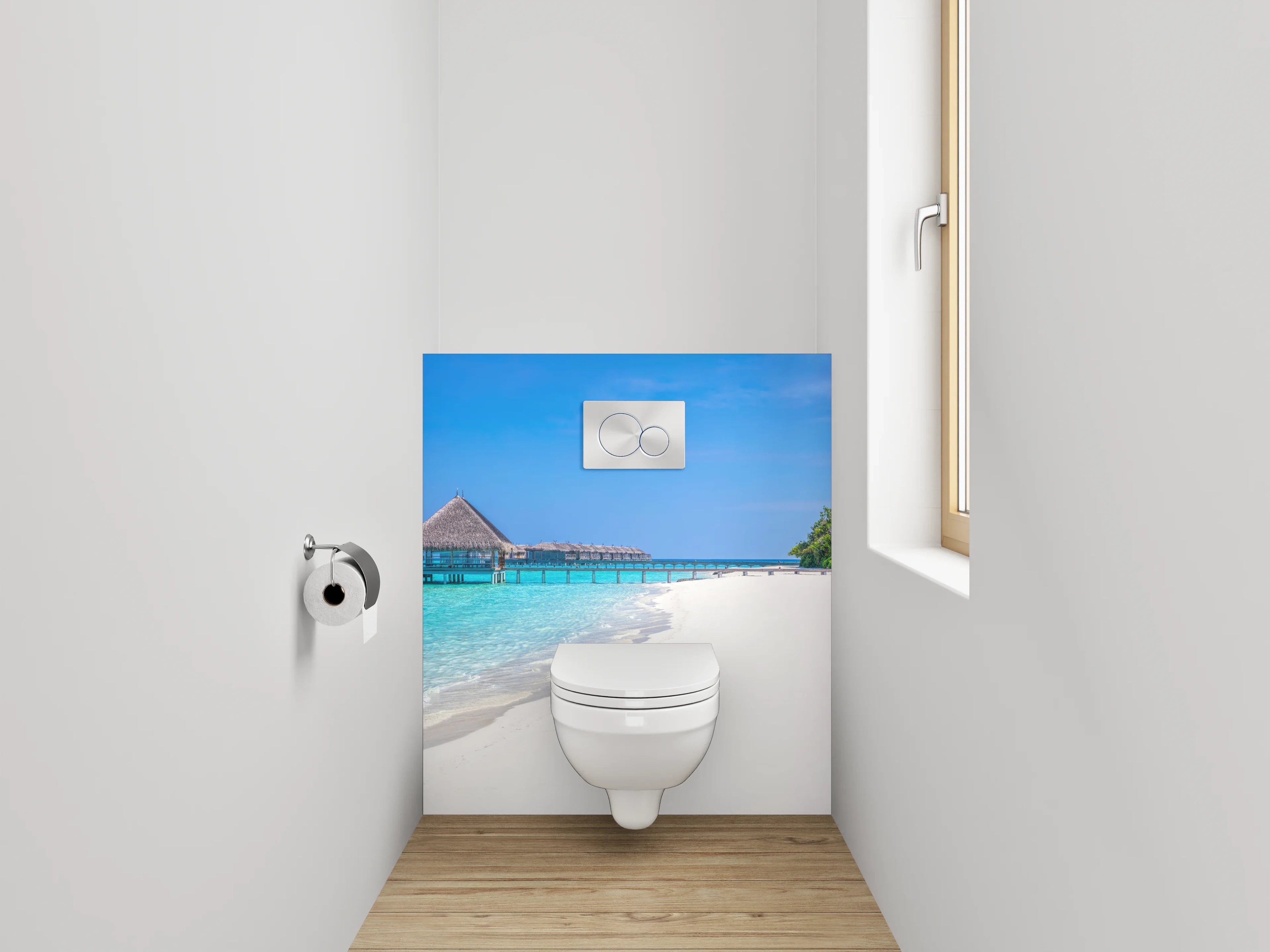 WC-Rückwand - Paradiesischer Strand mit türkisblauem Wasser