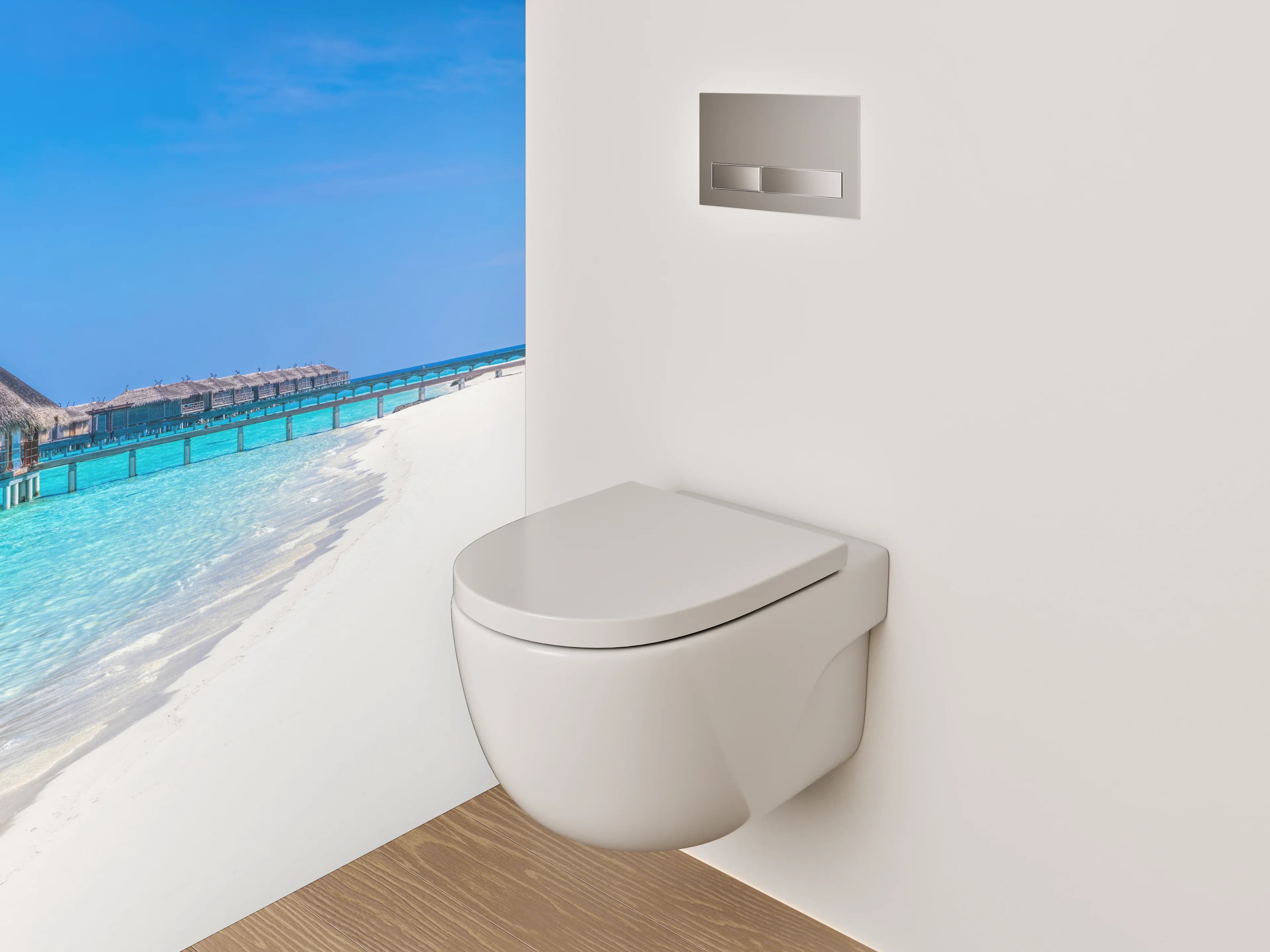 WC-Rückwand - Paradiesischer Strand mit türkisblauem Wasser