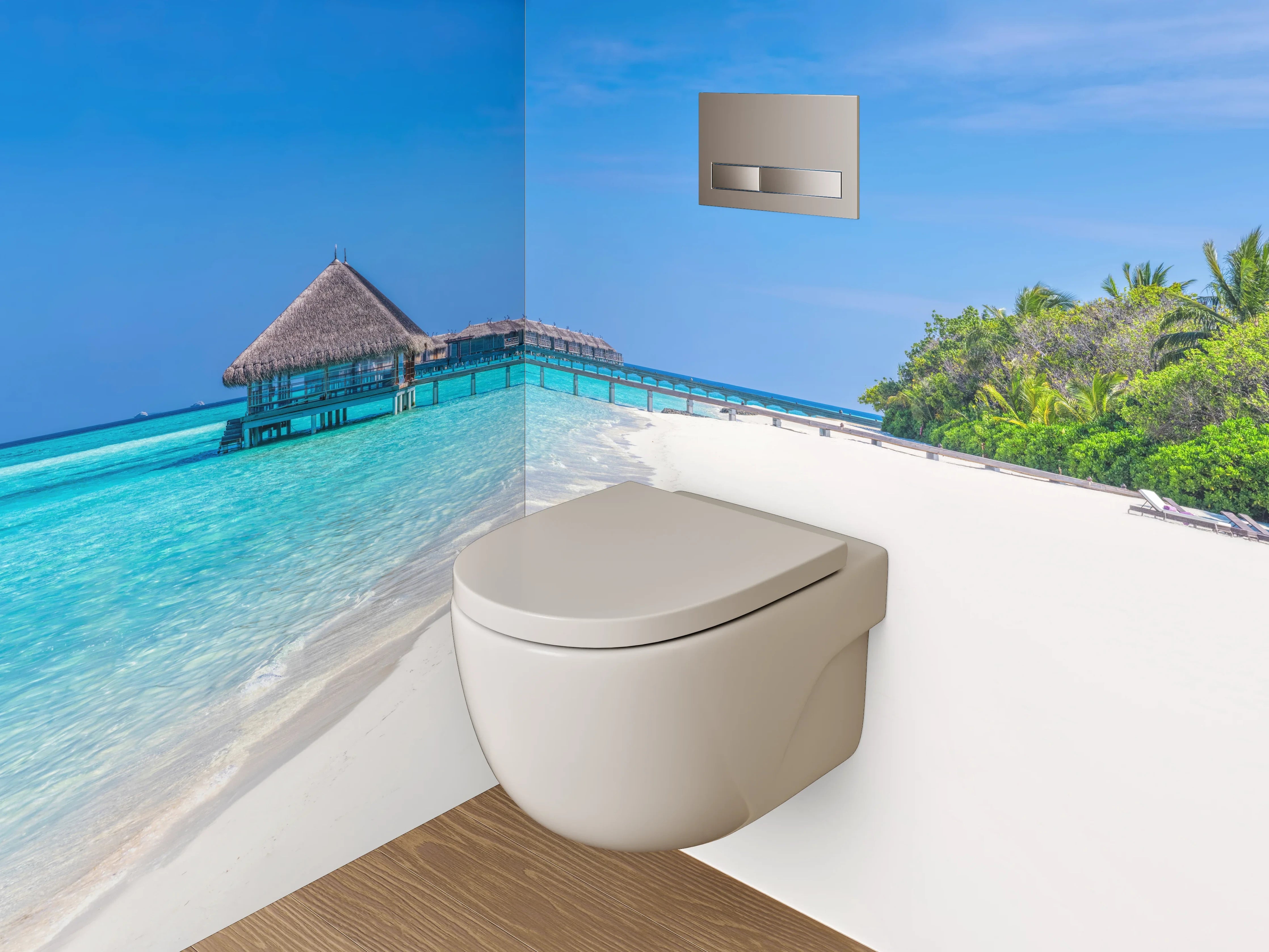 WC-Rückwand - Paradiesischer Strand mit türkisblauem Wasser