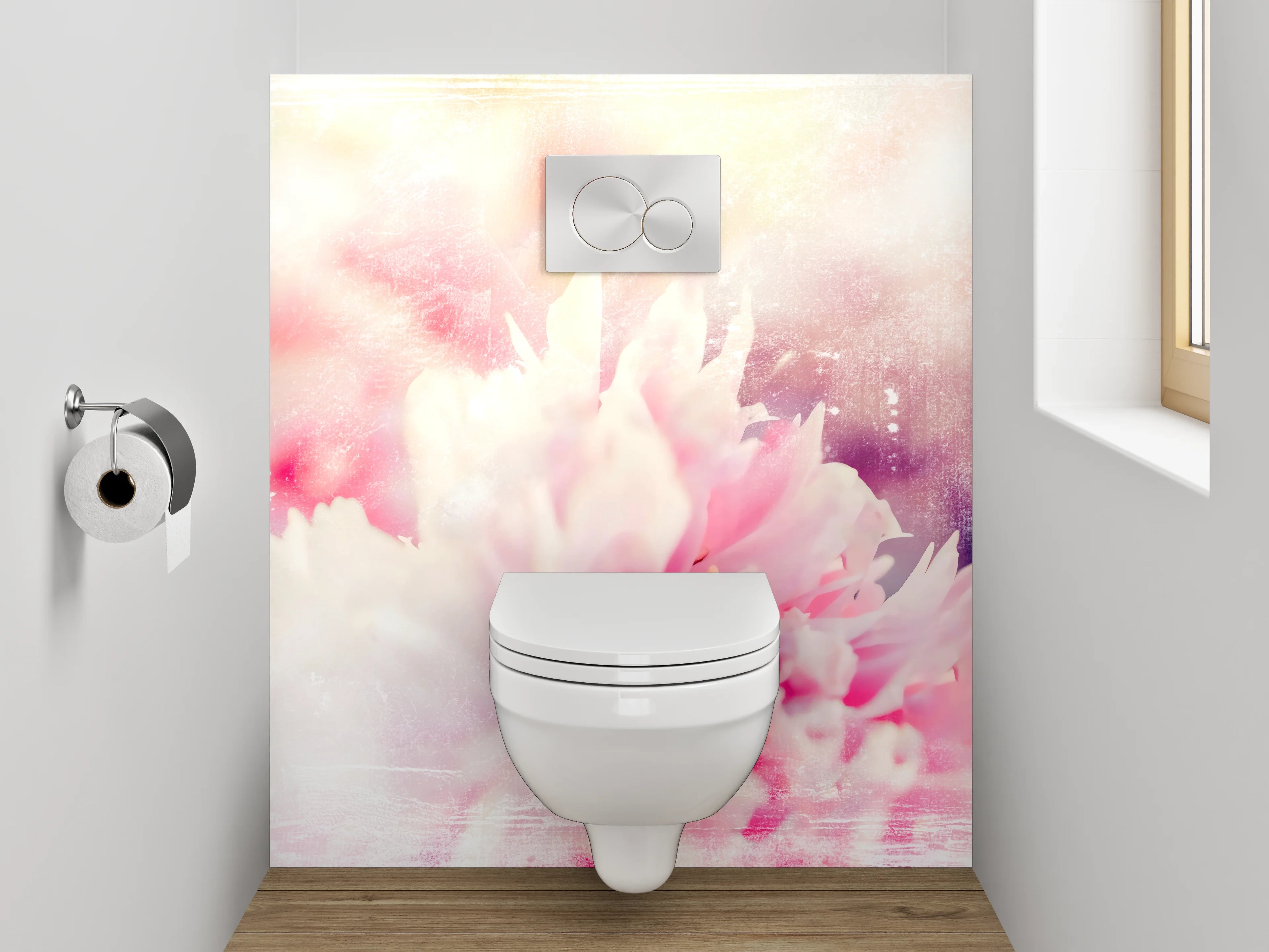 WC-Rückwand - Pastell Aquarell Blüten Zauber