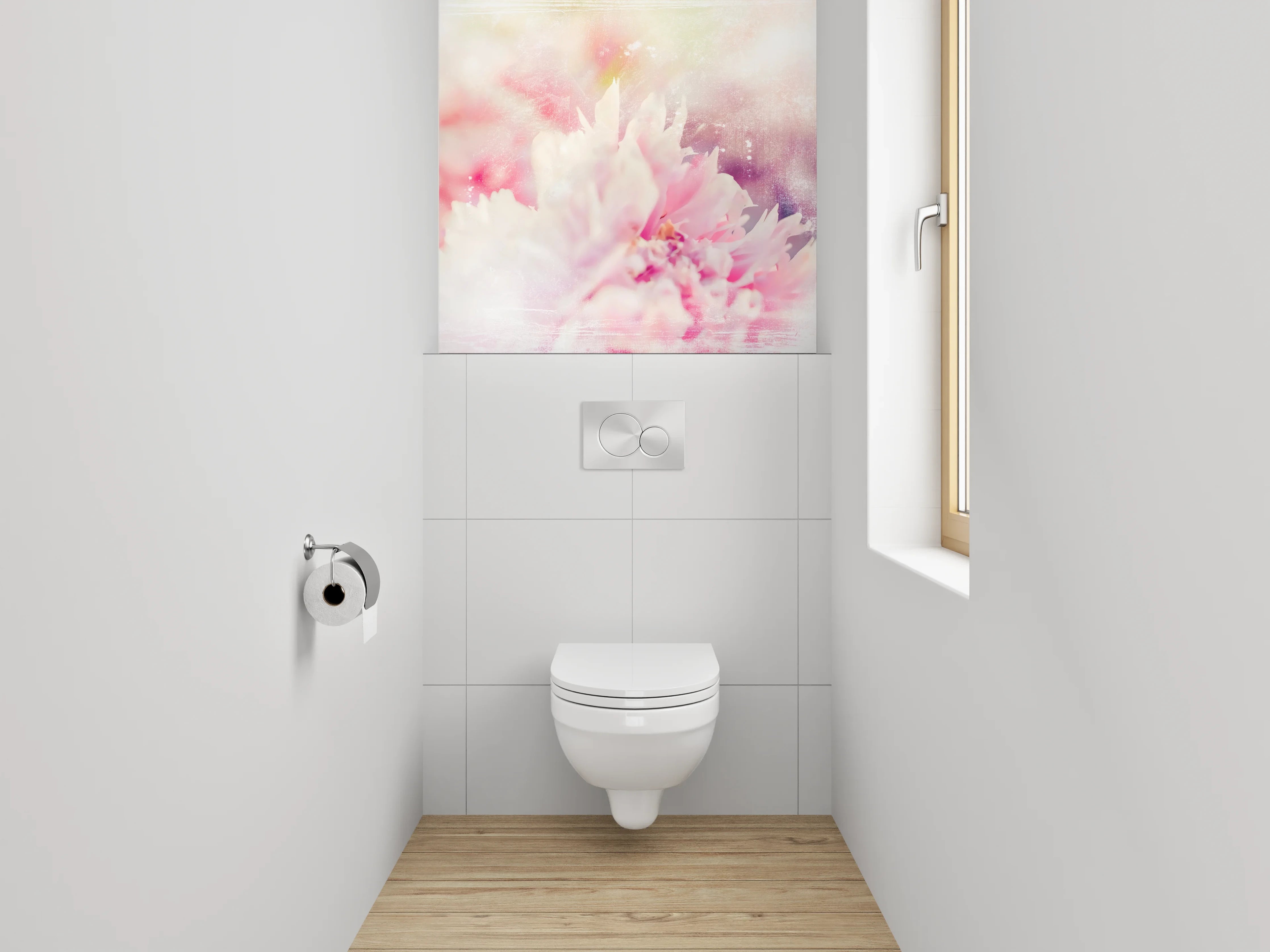 WC-Rückwand - Pastell Aquarell Blüten Zauber