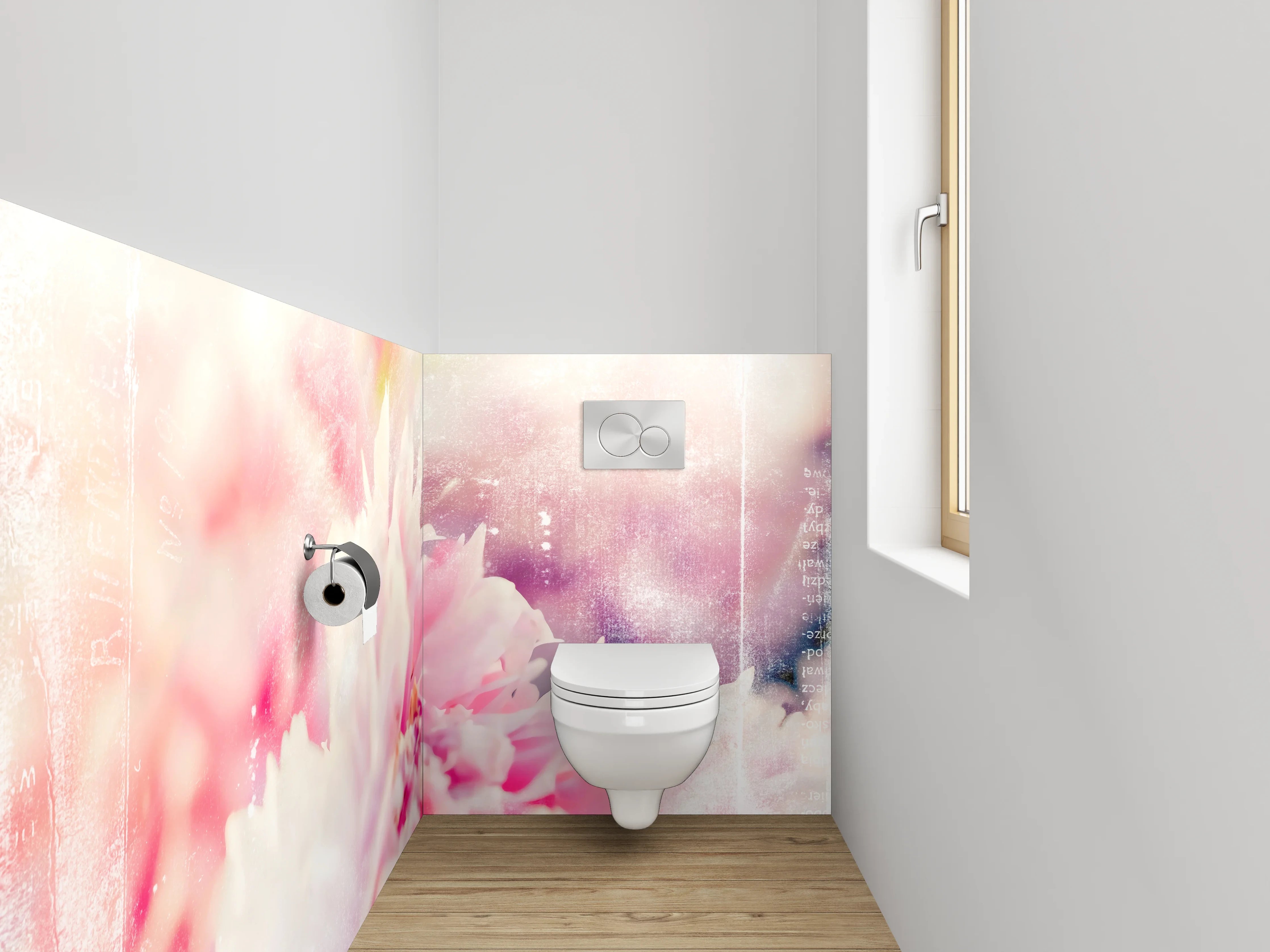 WC-Rückwand - Pastell Aquarell Blüten Zauber