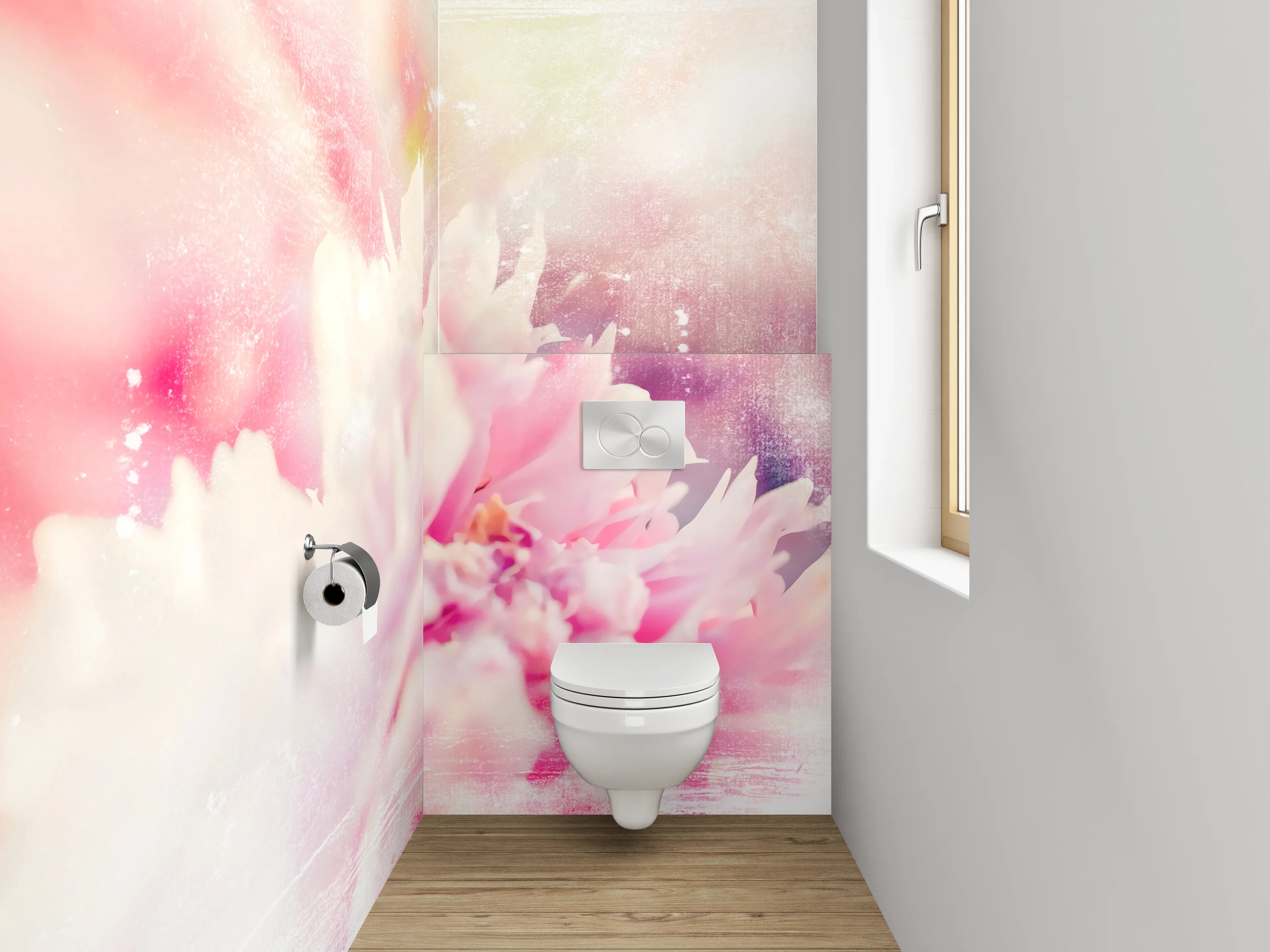 WC-Rückwand - Pastell Aquarell Blüten Zauber