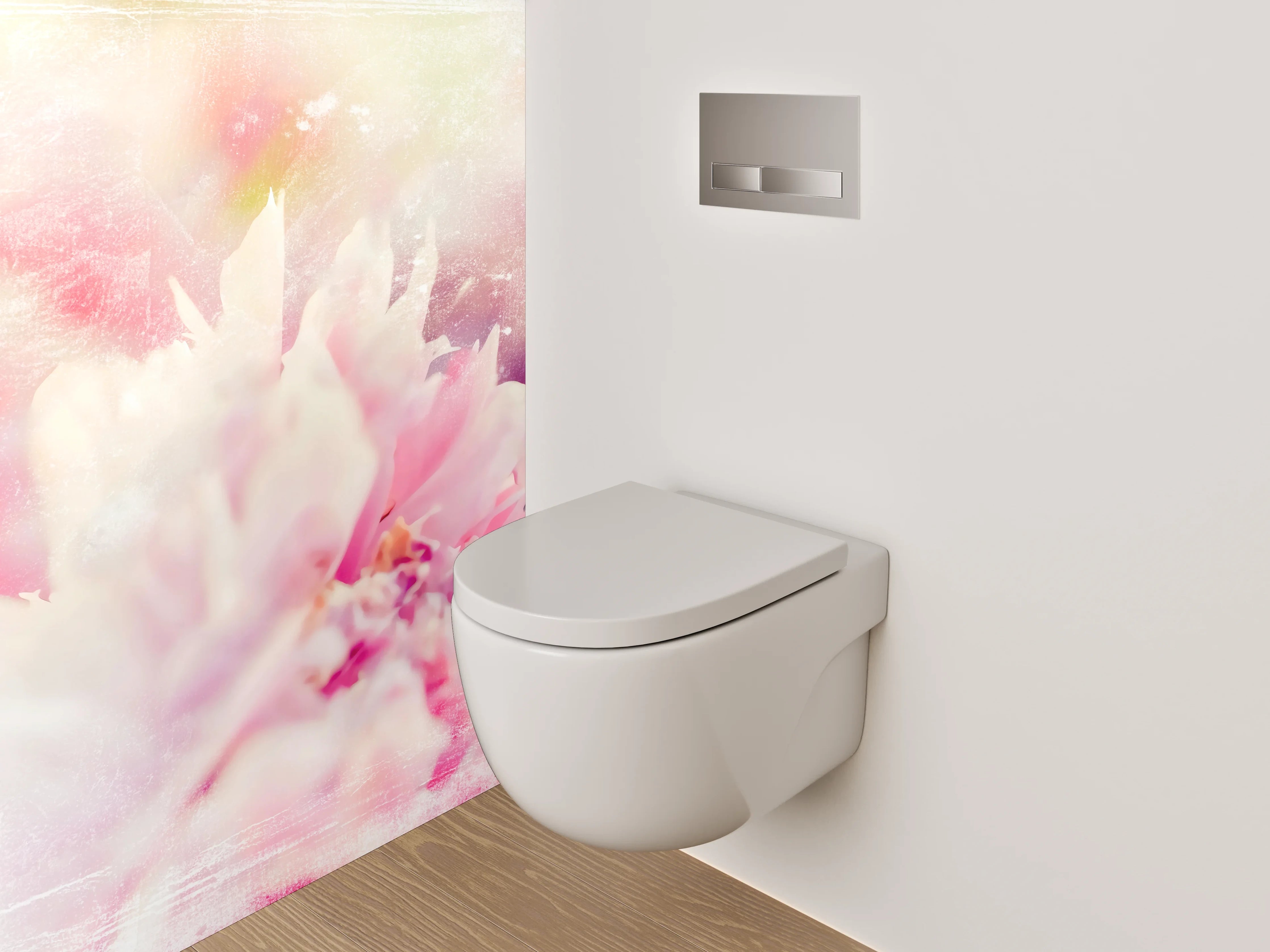 WC-Rückwand - Pastell Aquarell Blüten Zauber