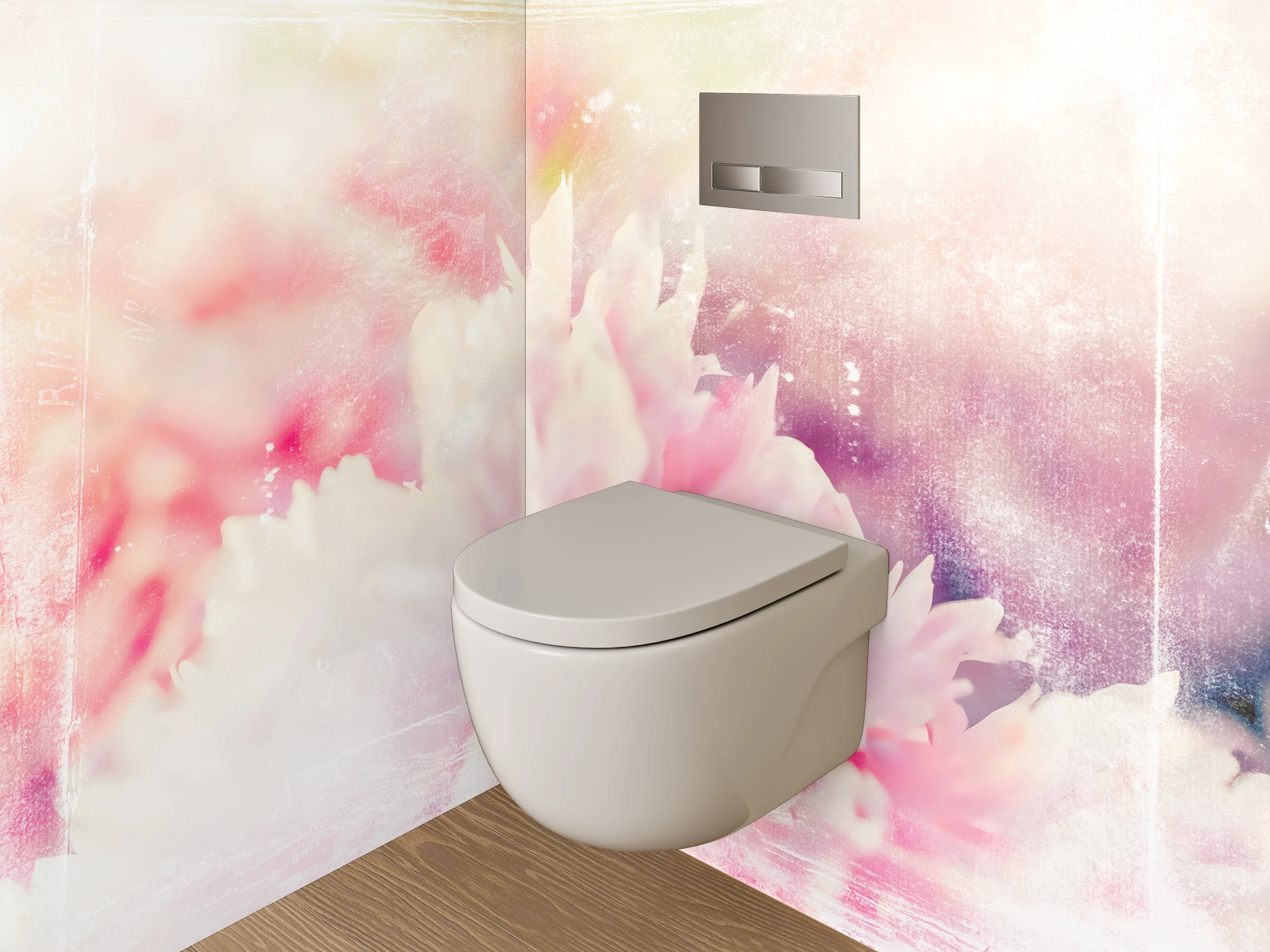 WC-Rückwand - Pastell Aquarell Blüten Zauber