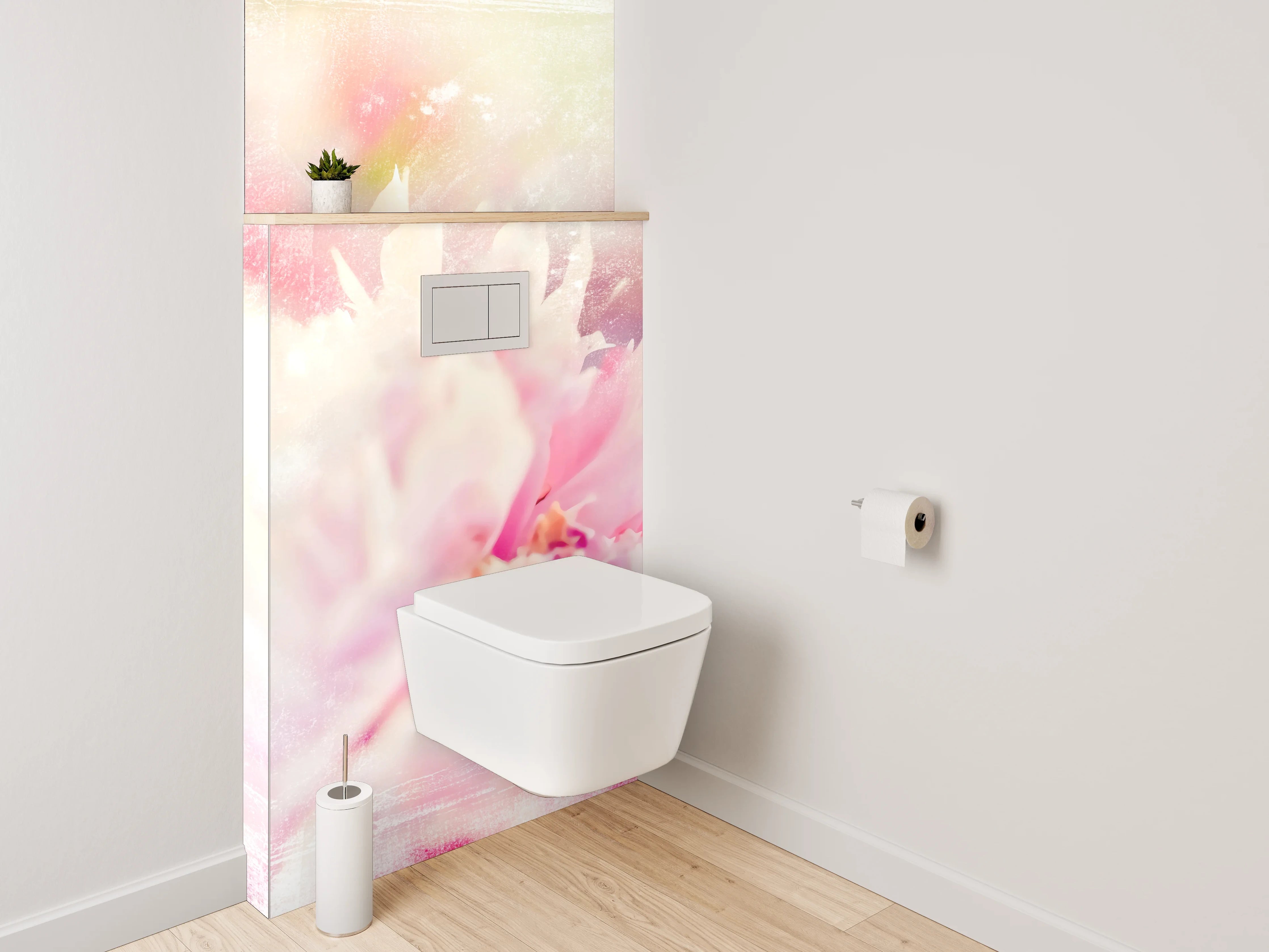 WC-Rückwand - Pastell Aquarell Blüten Zauber