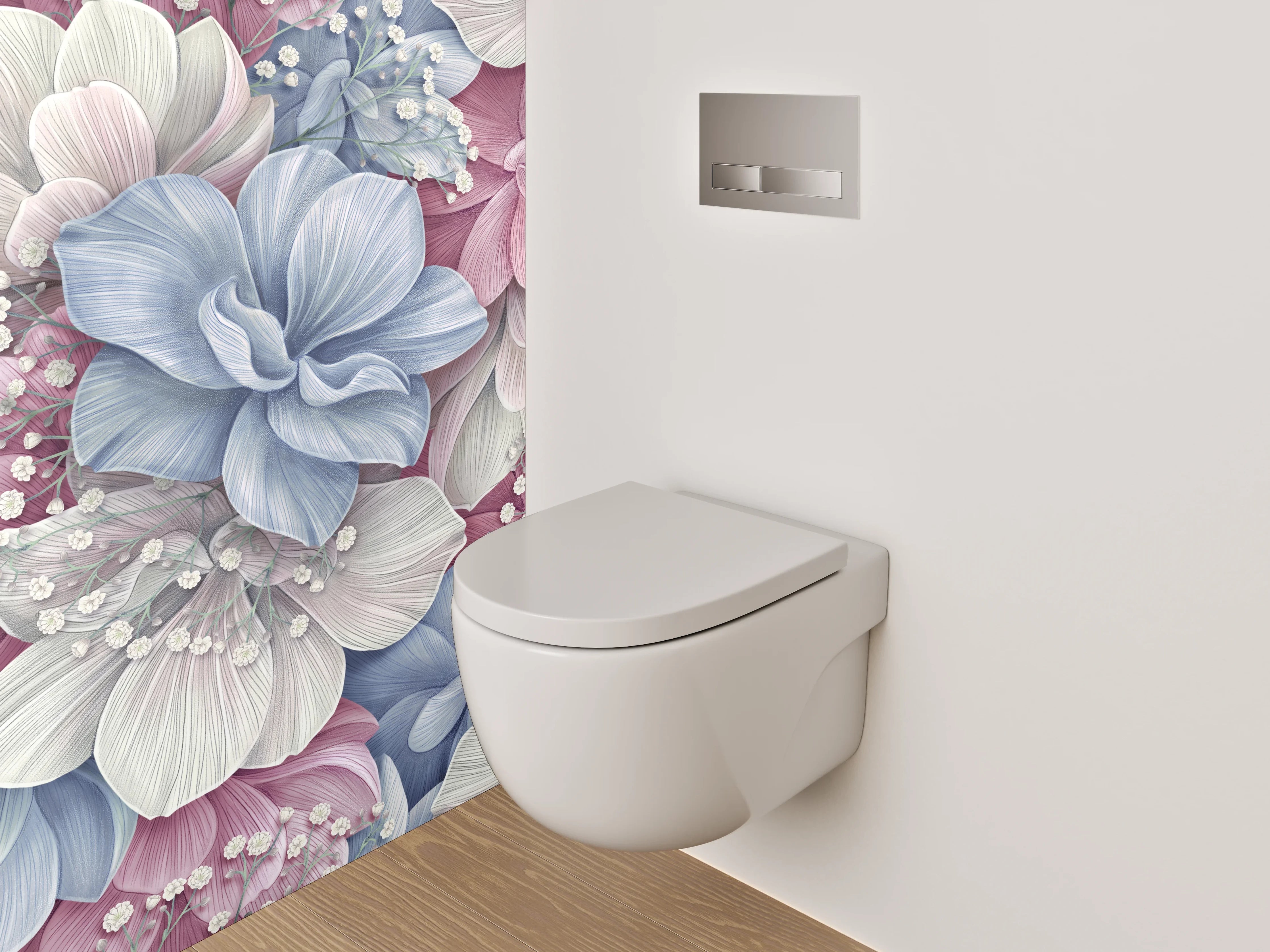 WC-Rückwand - Pastell Blumenmuster Vintage Aquarell