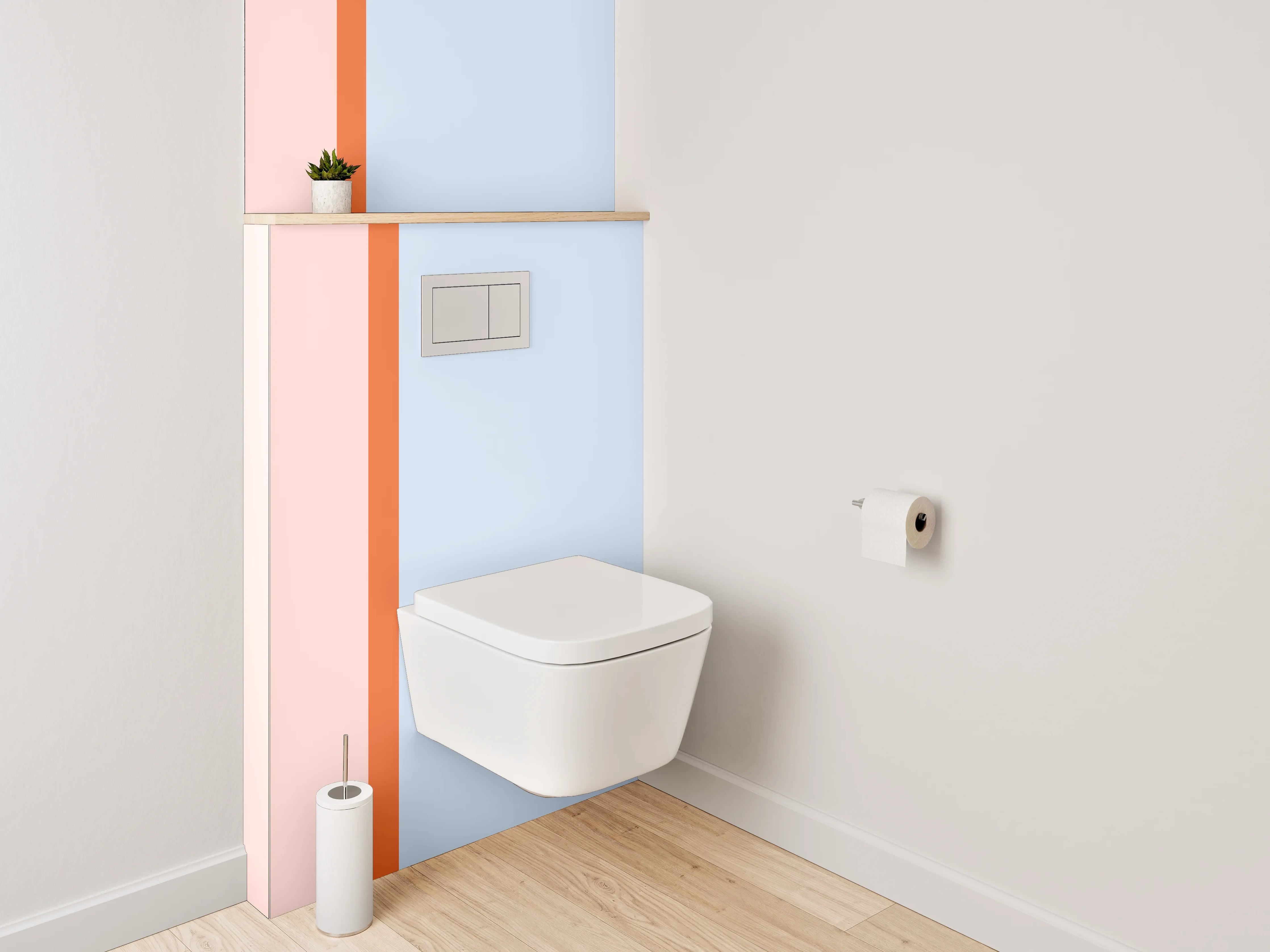 WC-Rückwand - Pastell Design-Trennwand Rosa-Blau