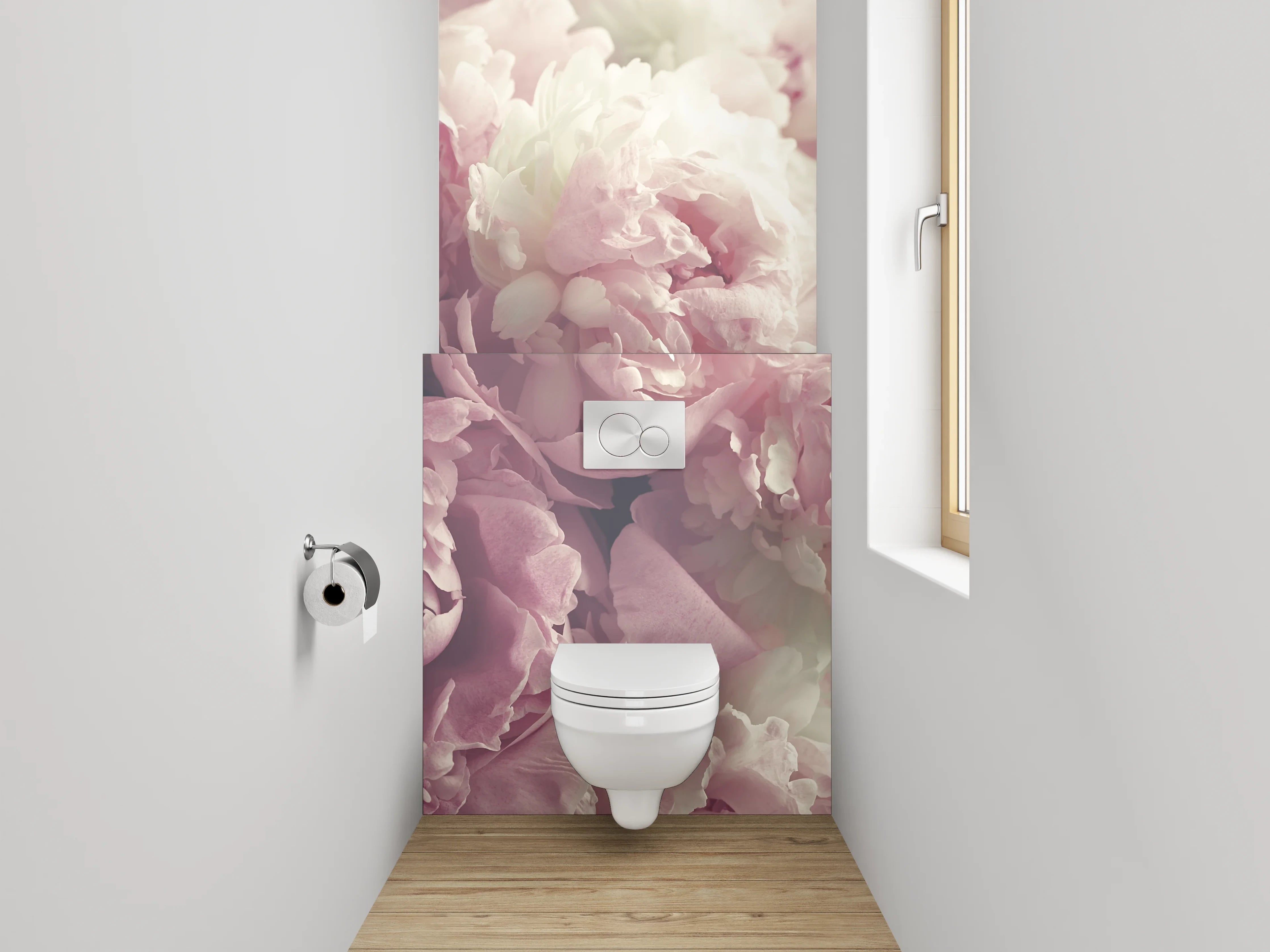 WC-Rückwand - Pastell Pfingstrosen Romantik