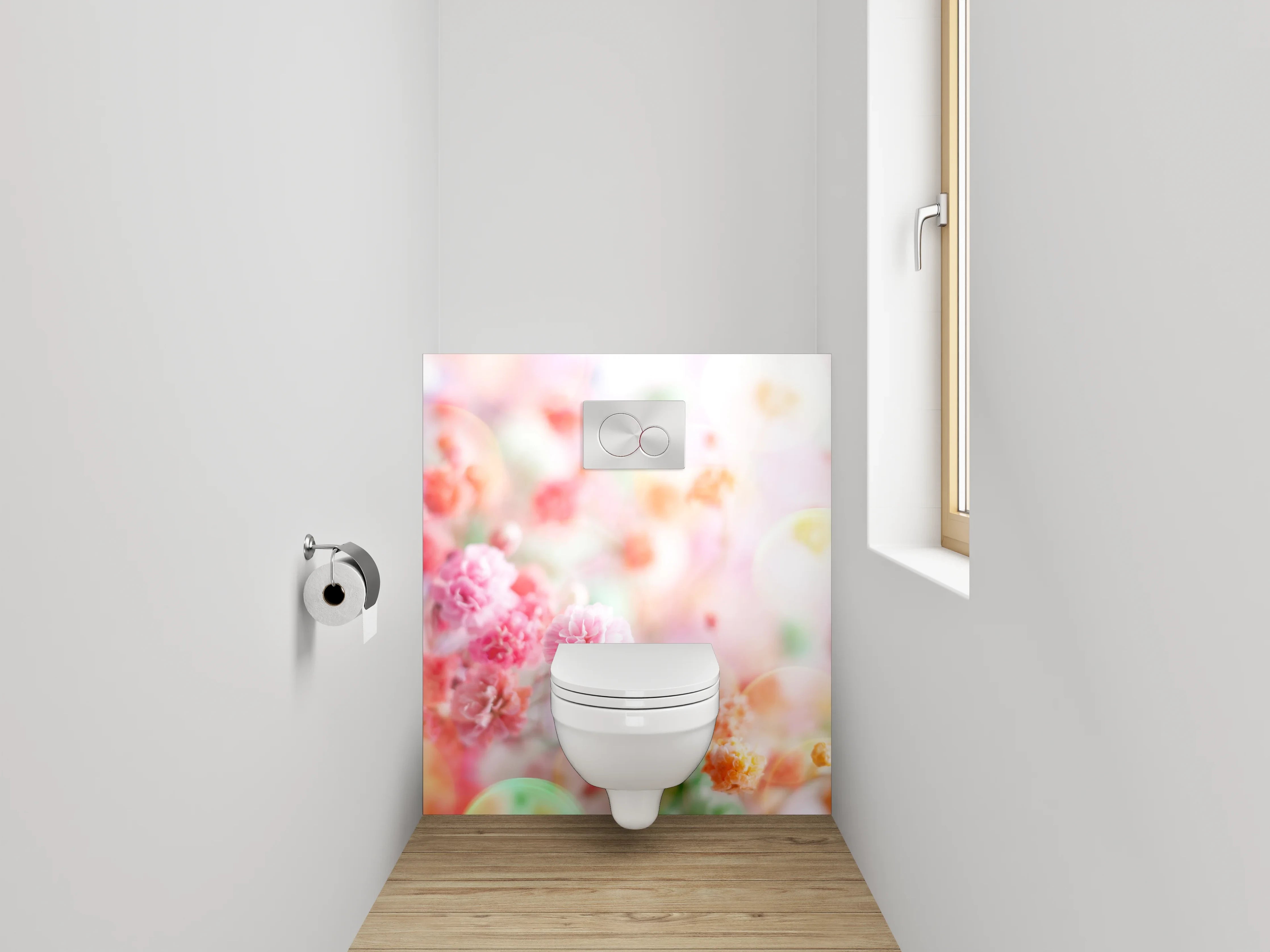 WC-Rückwand - Pastellblumen Aquarell Zauber