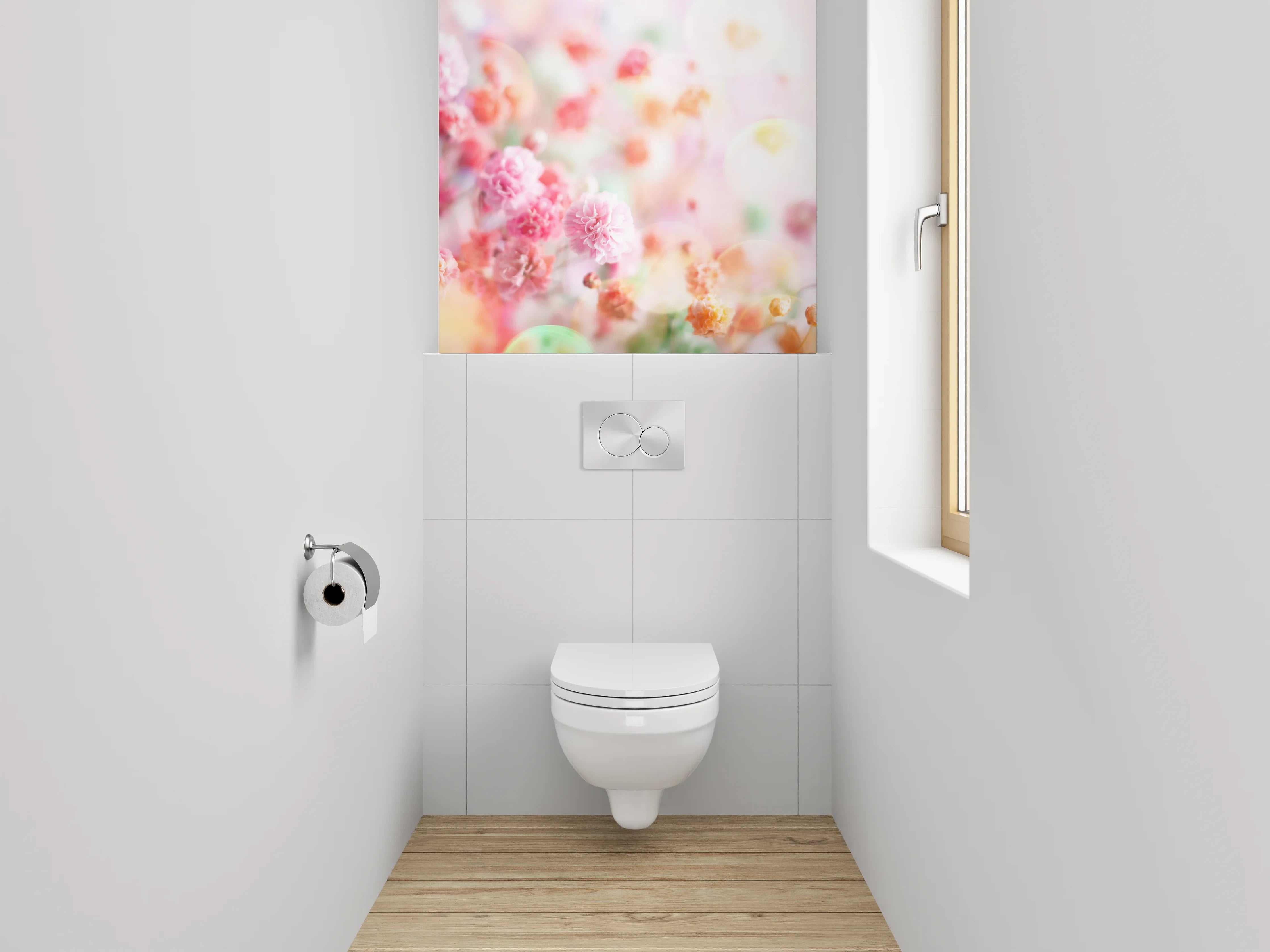 WC-Rückwand - Pastellblumen Aquarell Zauber