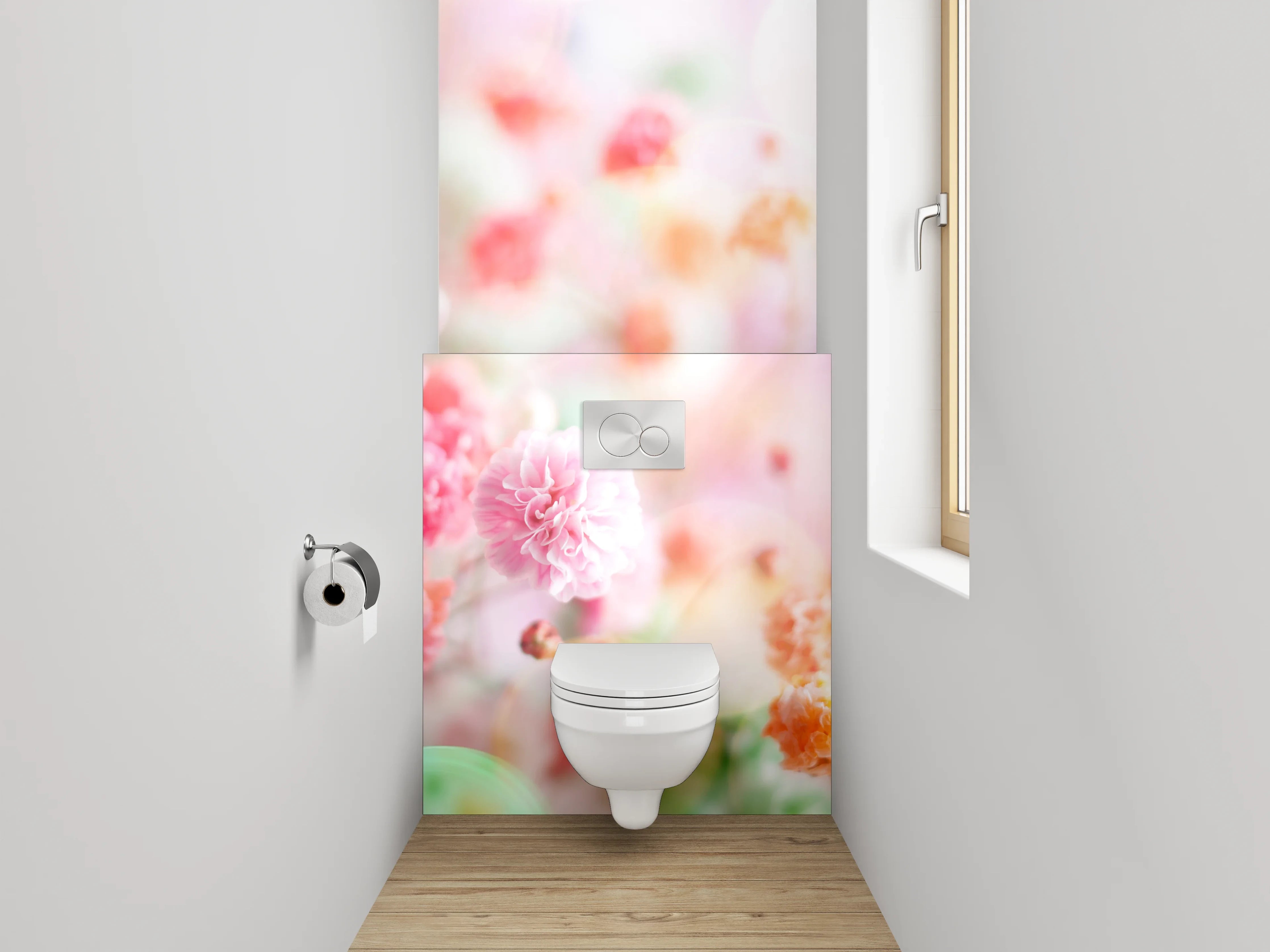 WC-Rückwand - Pastellblumen Aquarell Zauber