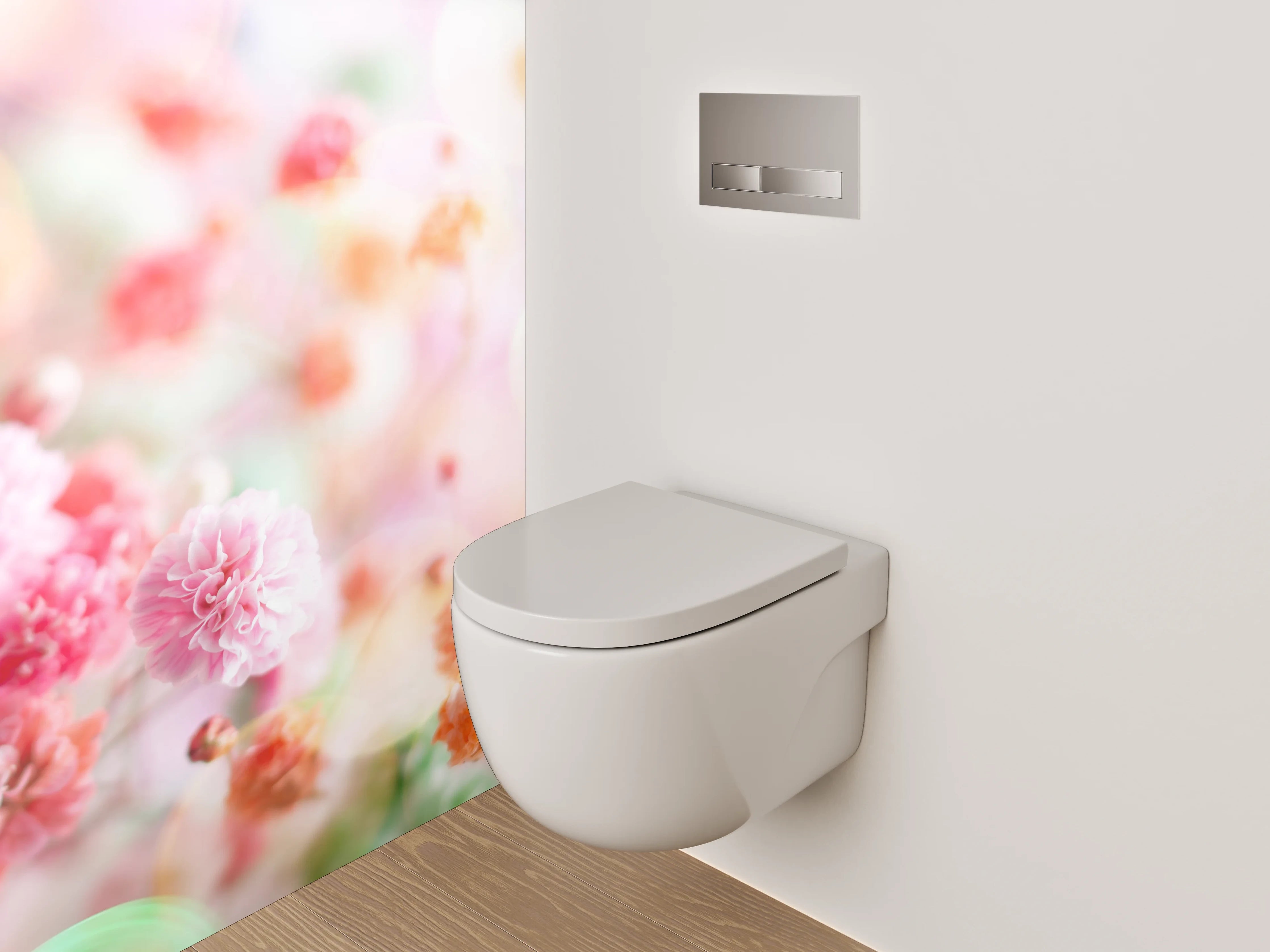 WC-Rückwand - Pastellblumen Aquarell Zauber