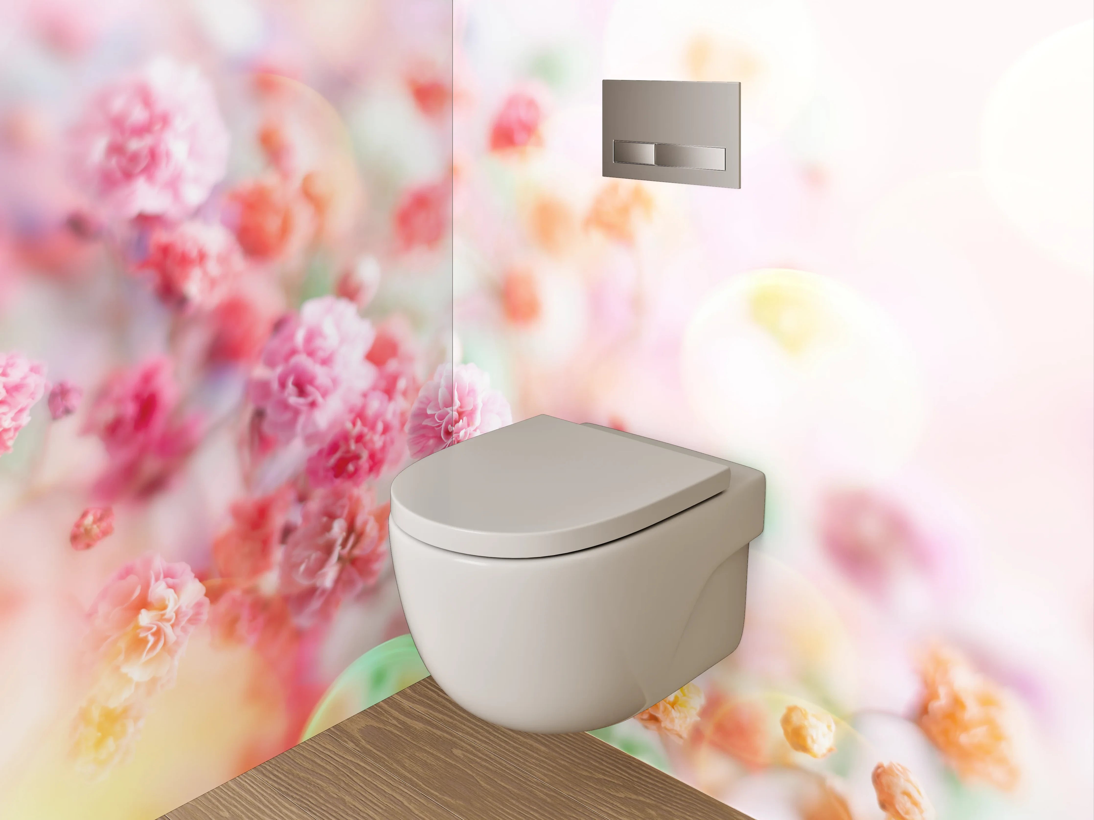 WC-Rückwand - Pastellblumen Aquarell Zauber