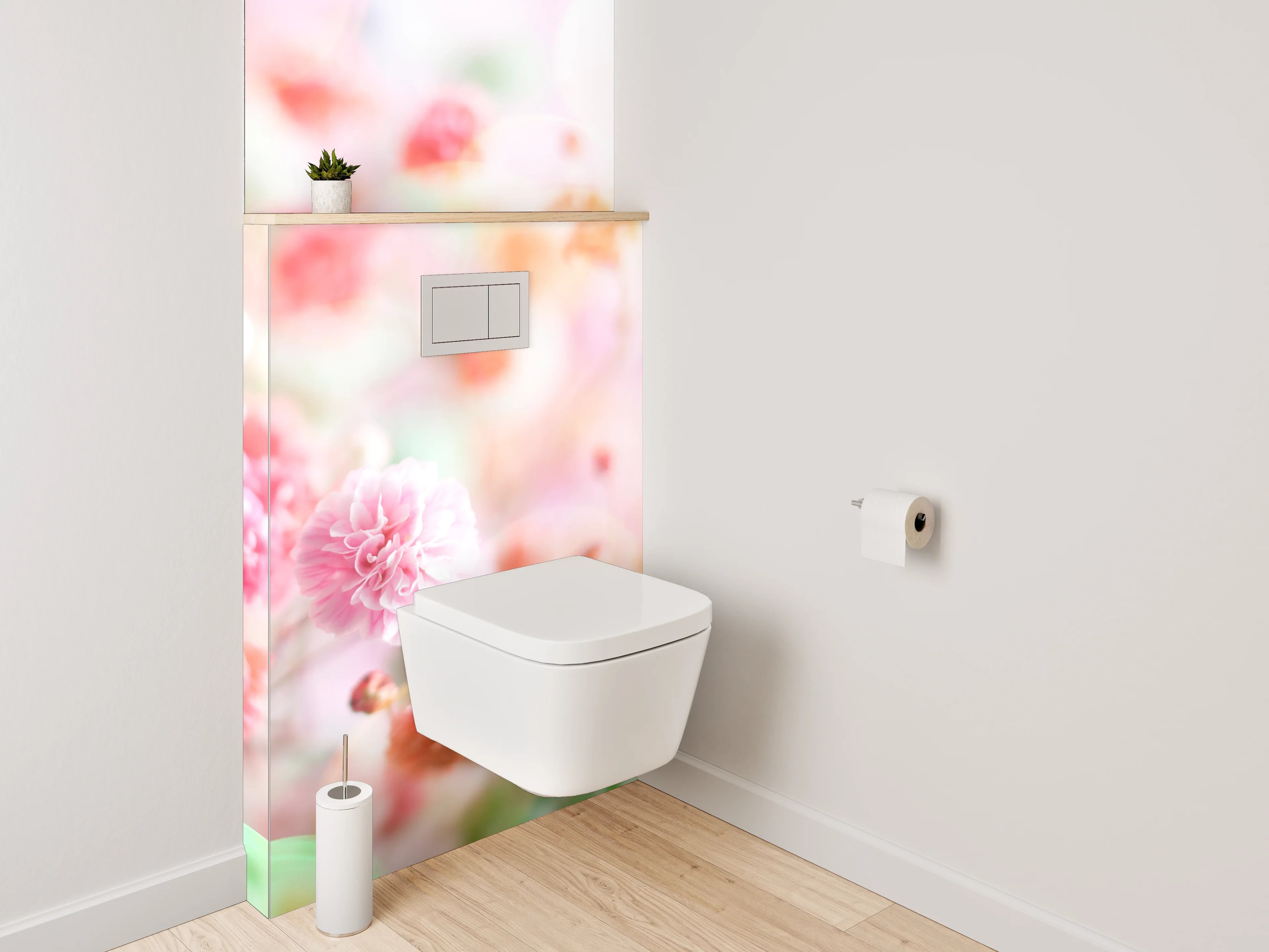 WC-Rückwand - Pastellblumen Aquarell Zauber