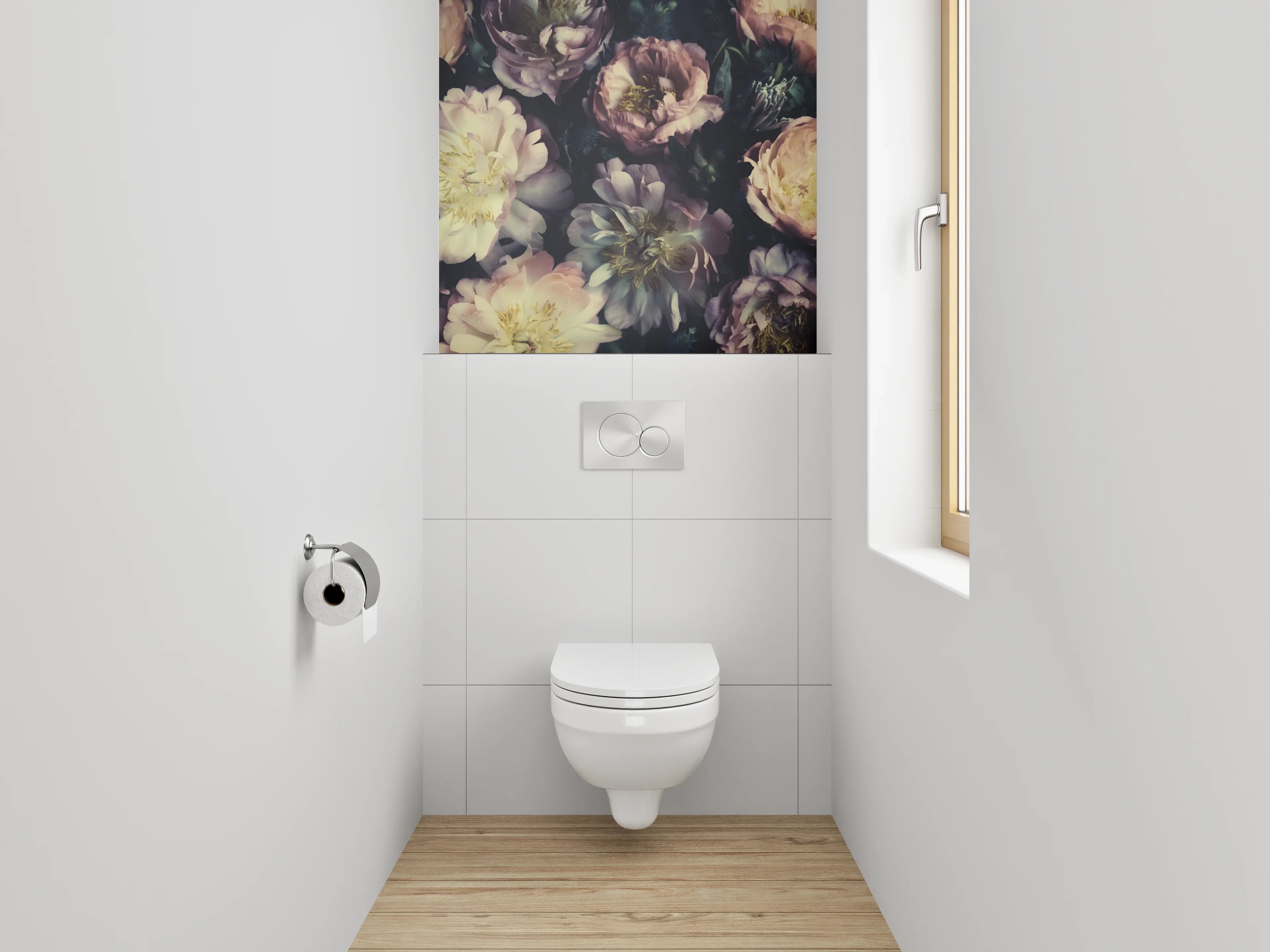 WC-Rückwand - Pastellfarbene Pfingstrosen Blütenpracht